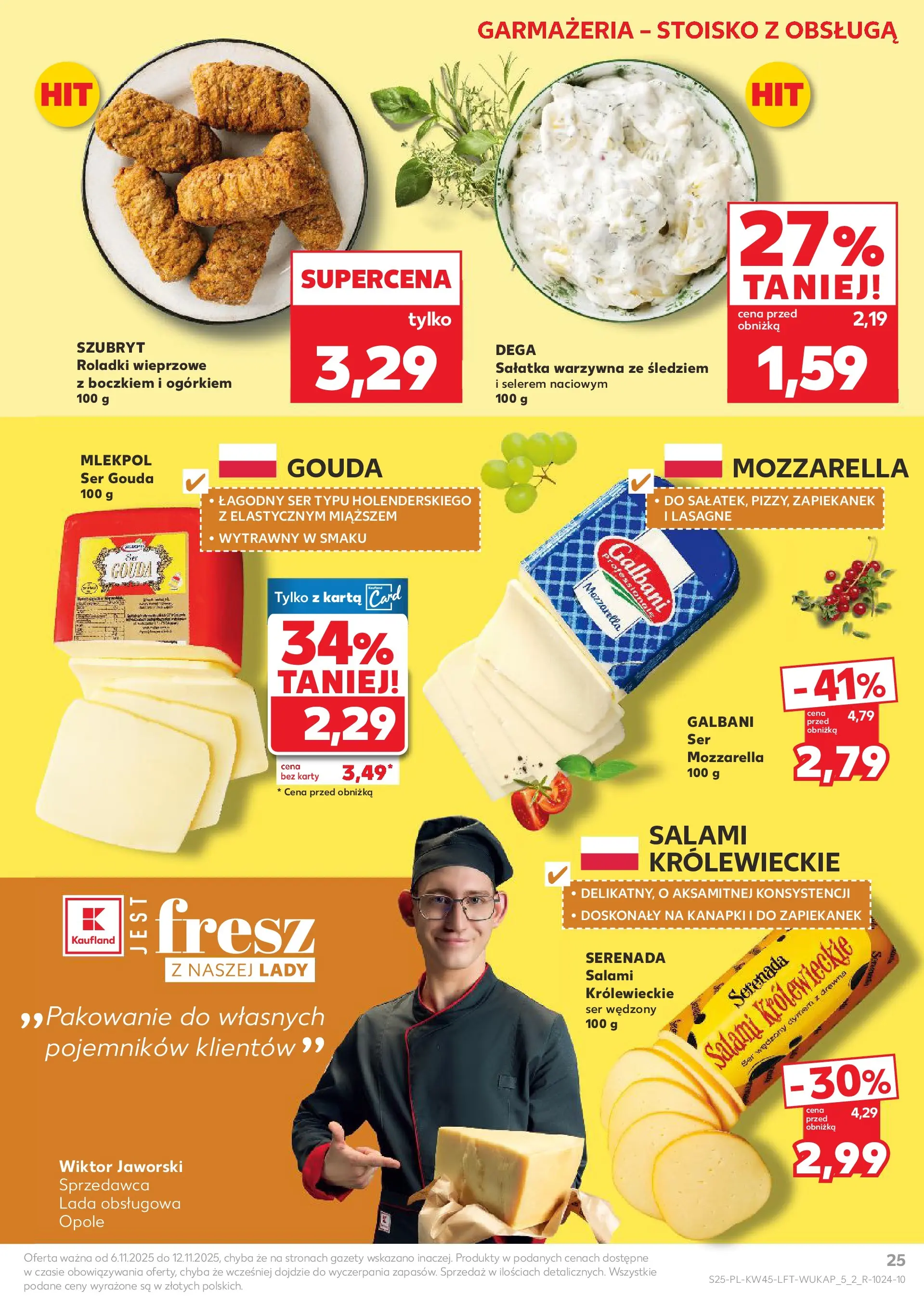Kaufland gazetka od 06.11.2025 - od jutra PDF | Strona: 25 | Produkty: Karta, Ser, Salami, Mozzarella