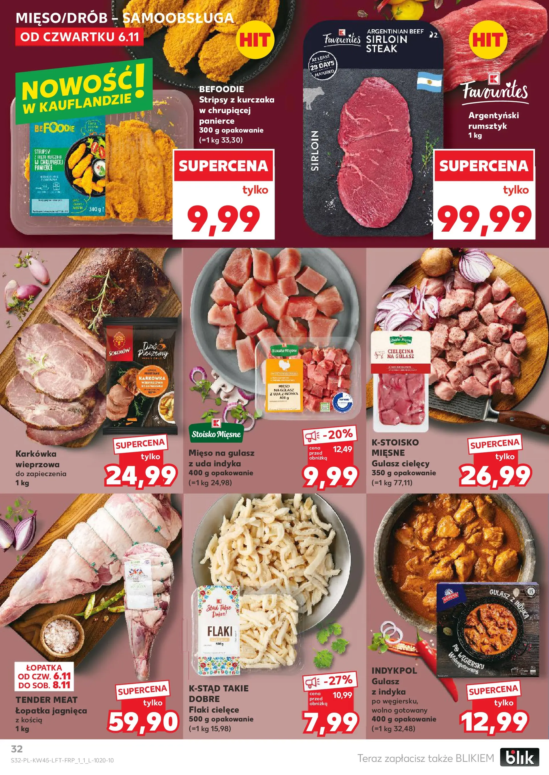 Kaufland gazetka od 06.11.2025 - od jutra PDF | Strona: 32 | Produkty: Karkówka, Mięso, Mięso na gulasz, Gulasz