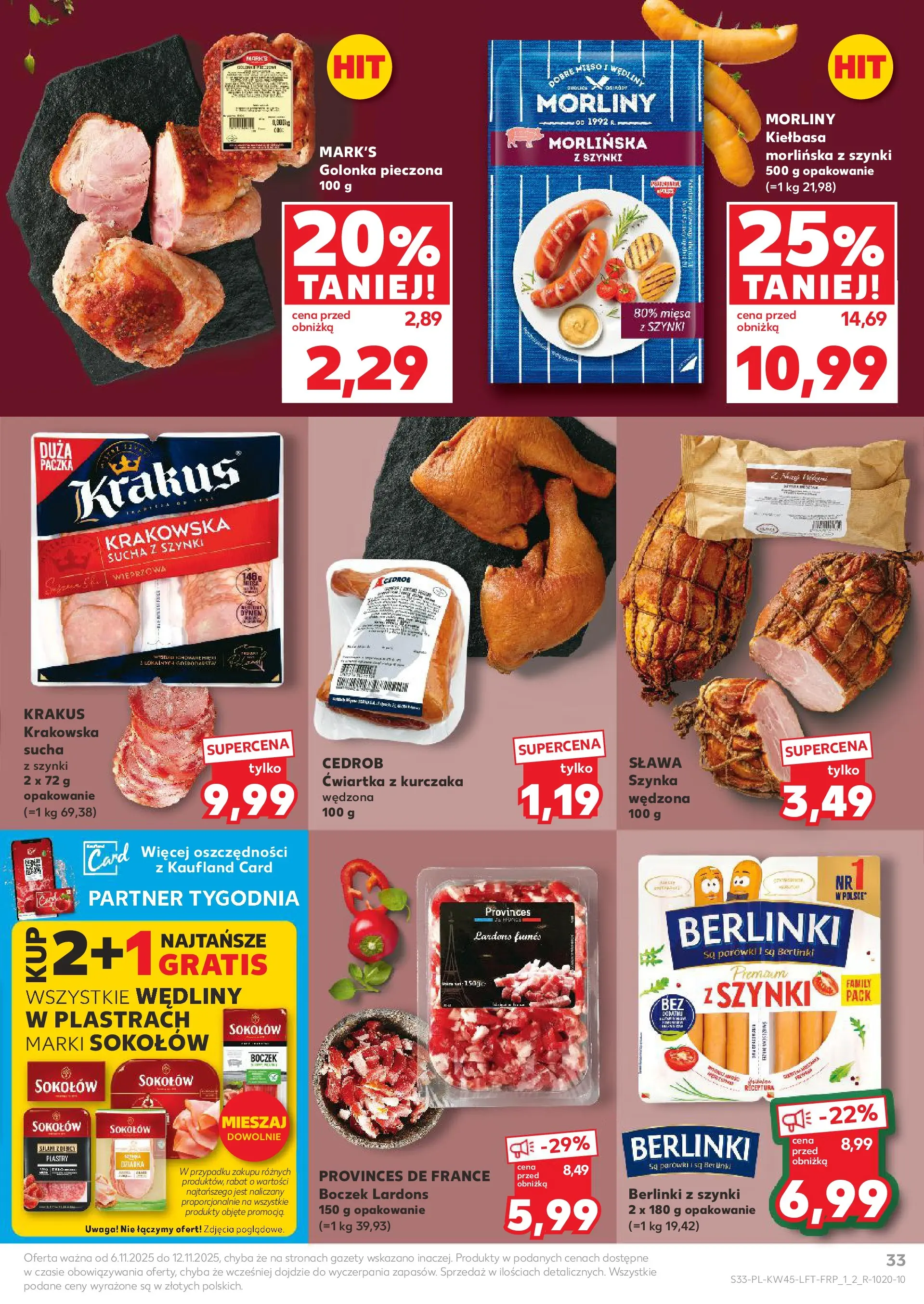 Kaufland gazetka od 06.11.2025 - od jutra PDF | Strona: 33 | Produkty: Kiełbasa, Boczek, Wędliny, Ćwiartka z kurczaka