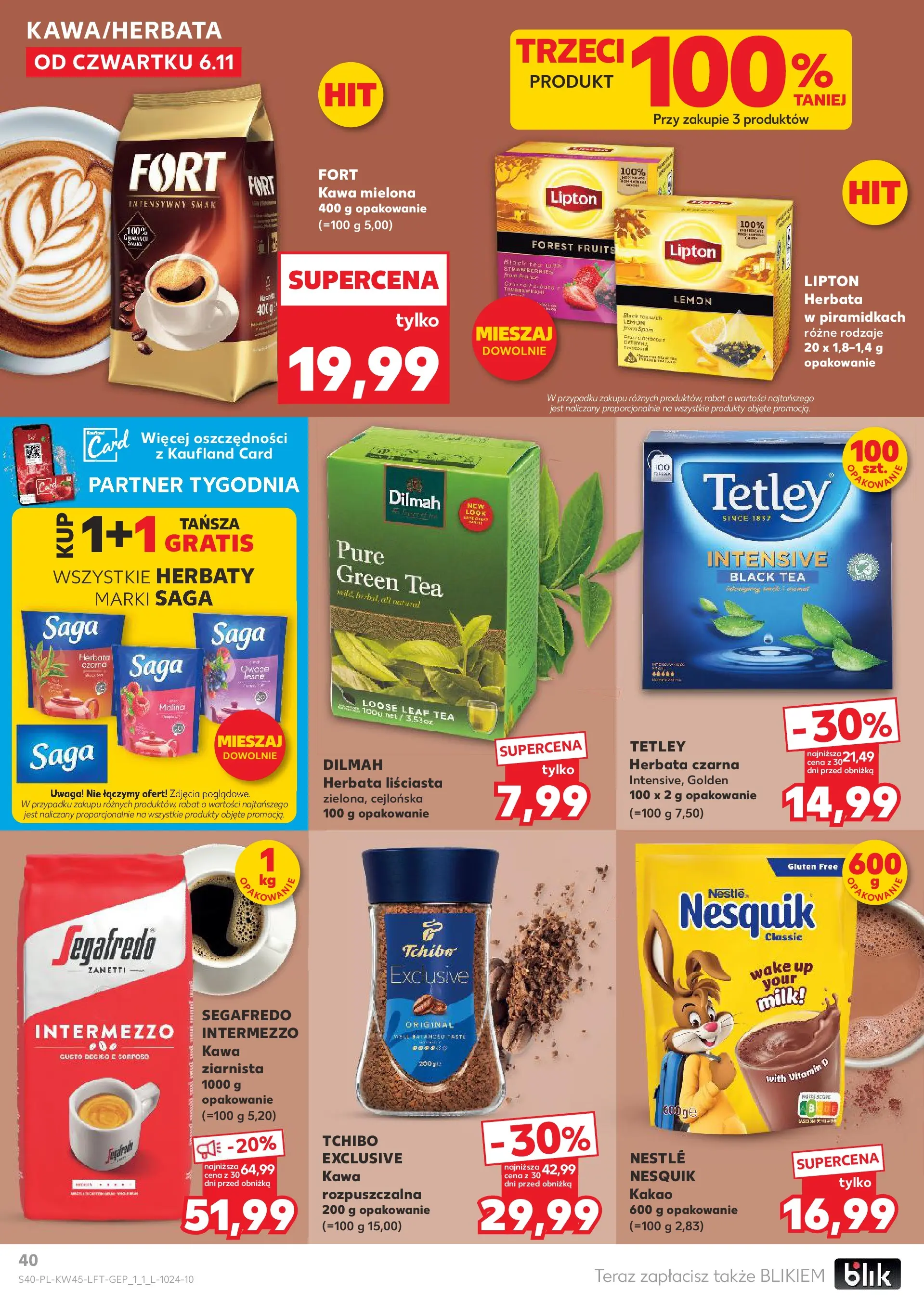 Kaufland gazetka od 06.11.2025 - od jutra PDF | Strona: 40 | Produkty: Kakao, Kawa, Herbata, Owoce