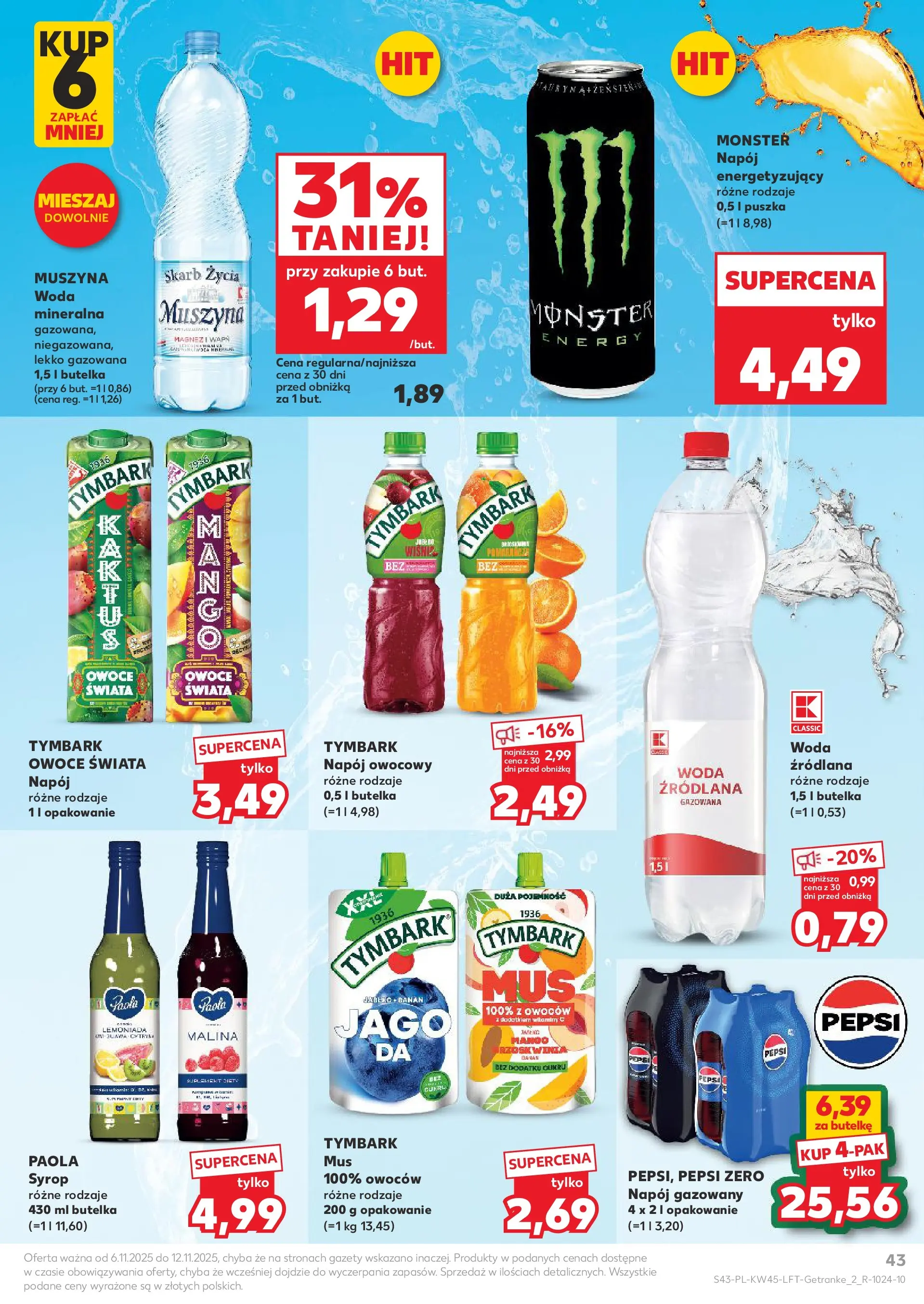 Kaufland gazetka od 06.11.2025 - od jutra PDF | Strona: 43 | Produkty: Syrop, Malina, Pepsi, Woda