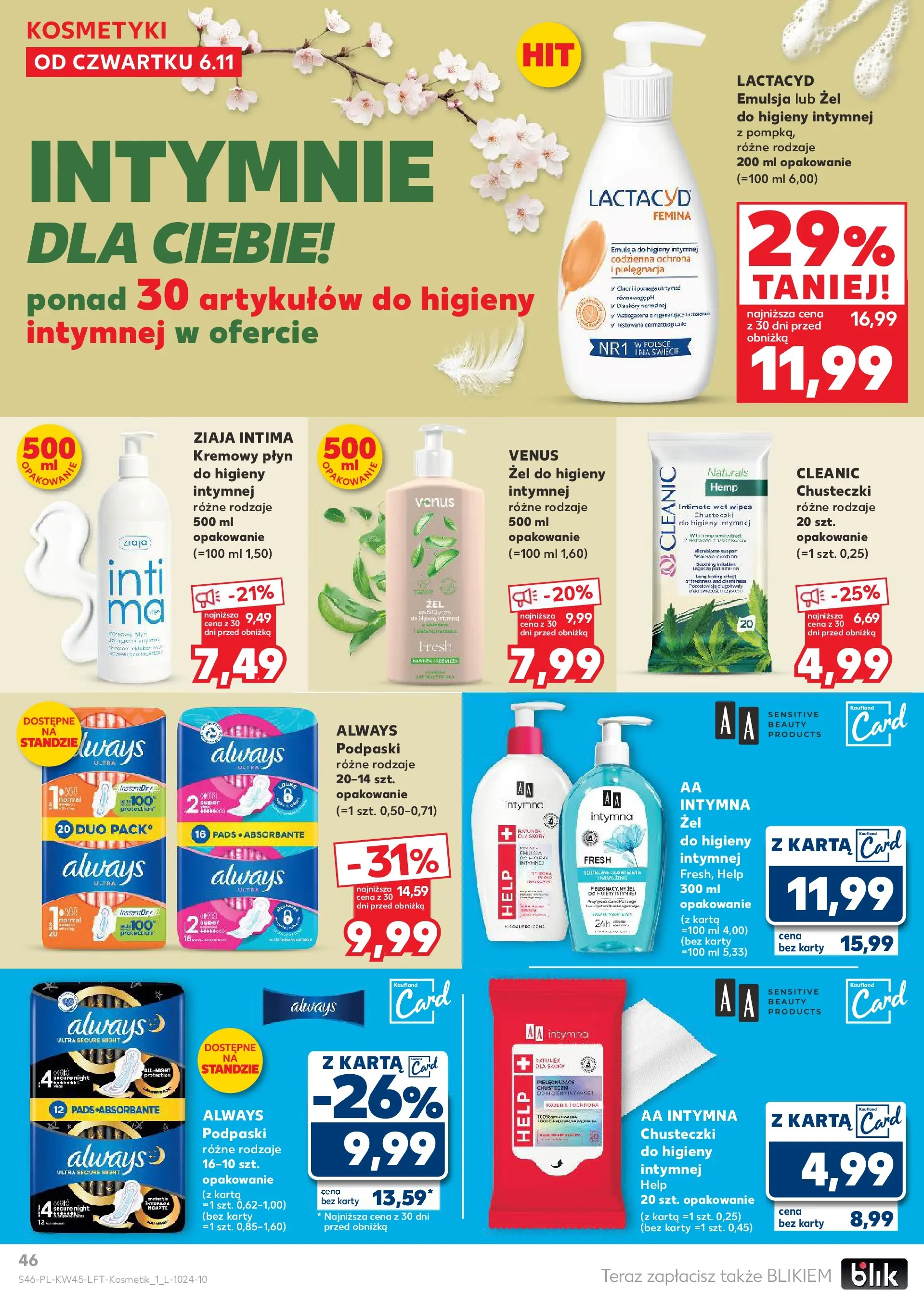 Kaufland gazetka od 06.11.2025 - od jutra PDF | Strona: 46 | Produkty: Karta, Kosmetyki, Podpaski