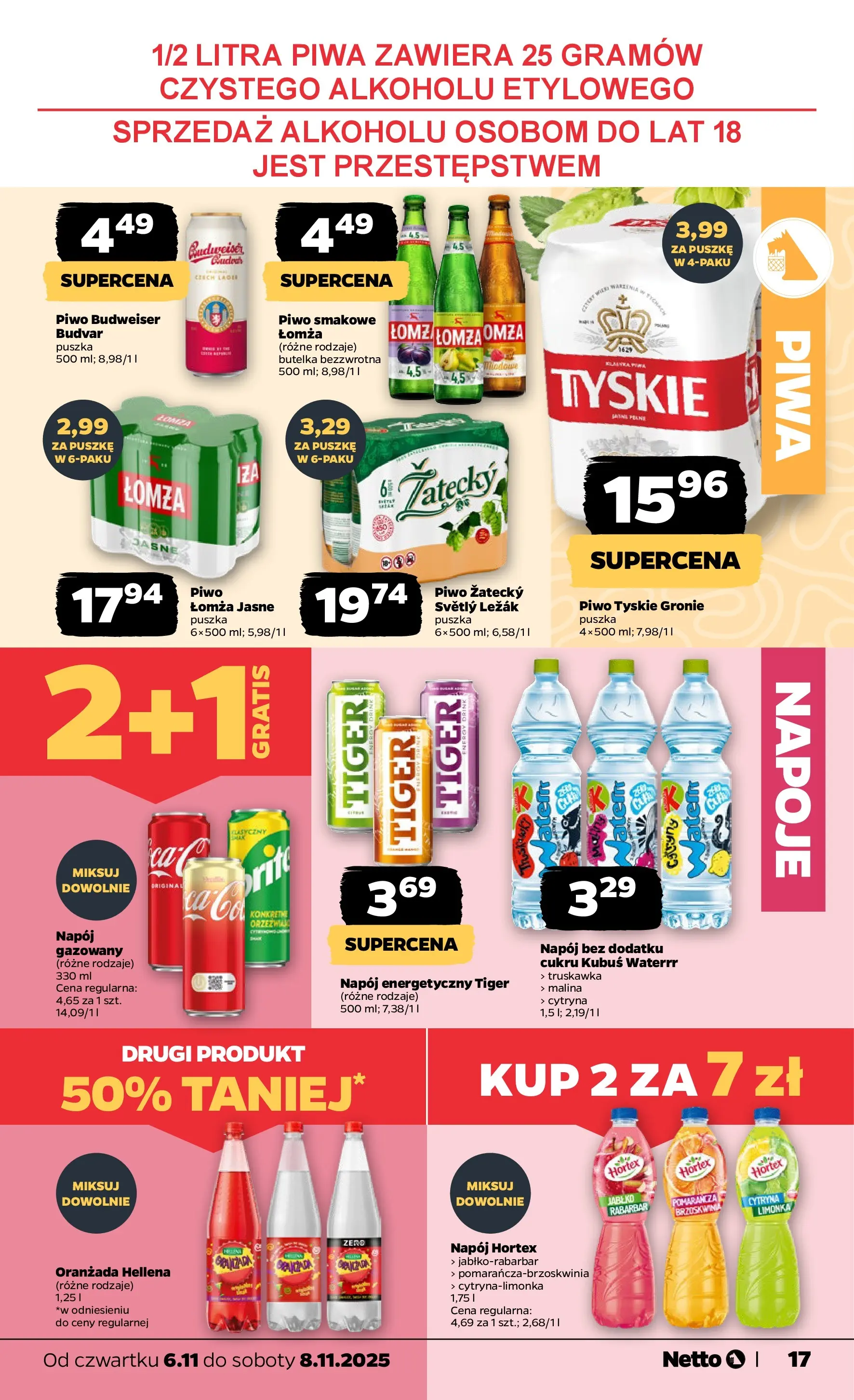 Netto gazetka - Spożywcza od 06.11.2025 - Aktualne promocje | Strona: 17 | Produkty: Cytryna, Brzoskwinia, Oranżada hellena, Piwo