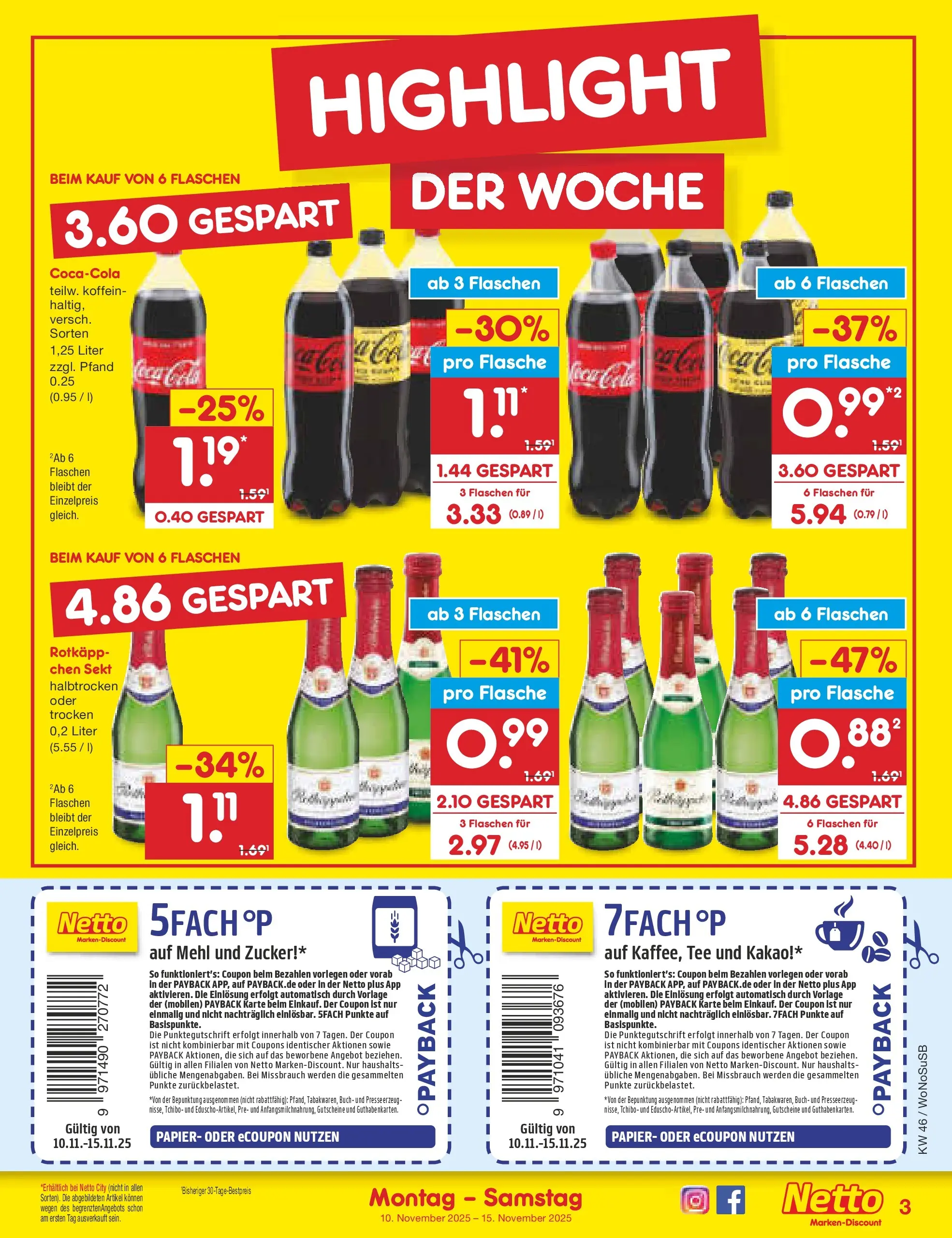 Netto Marken-Discount prospekt Lahnau	 (ab 10.11.2025) » Angebote | Seite: 3 | Produkte: Mehl, Sekt, Zucker, Tee