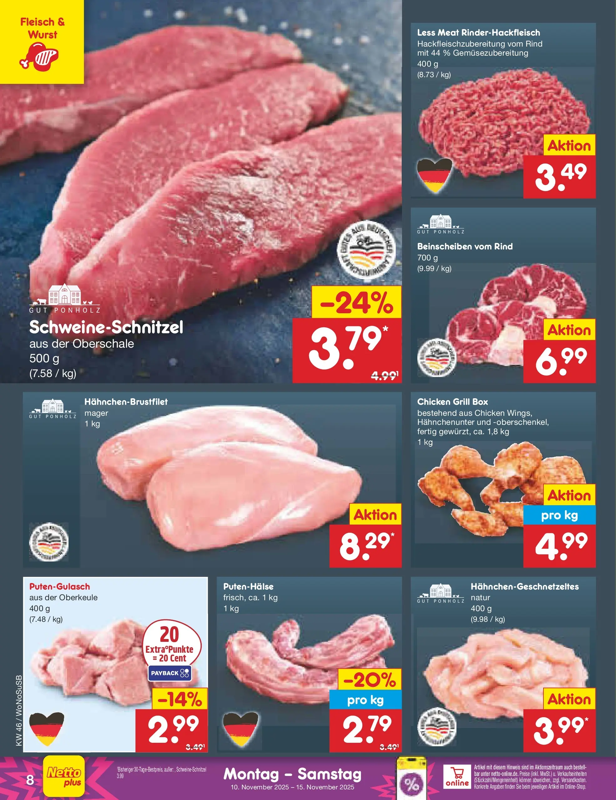 Netto Marken-Discount prospekt Lahnau	 (ab 10.11.2025) » Angebote | Seite: 8 | Produkte: Grill, Box, Wurst, Fleisch