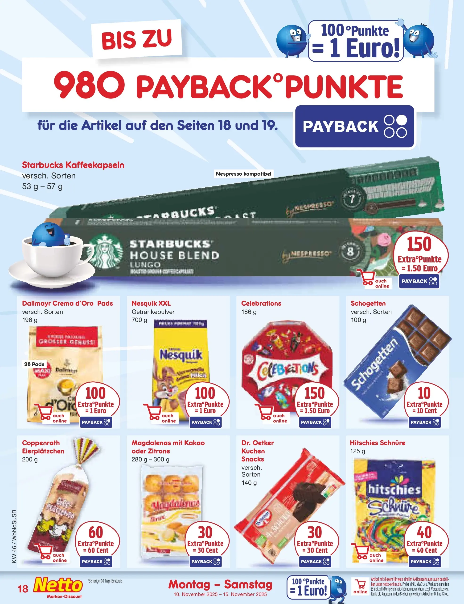 Netto Marken-Discount prospekt Lahnau	 (ab 10.11.2025) » Angebote | Seite: 18 | Produkte: Starbucks, Celebrations, Dallmayr, Zitrone
