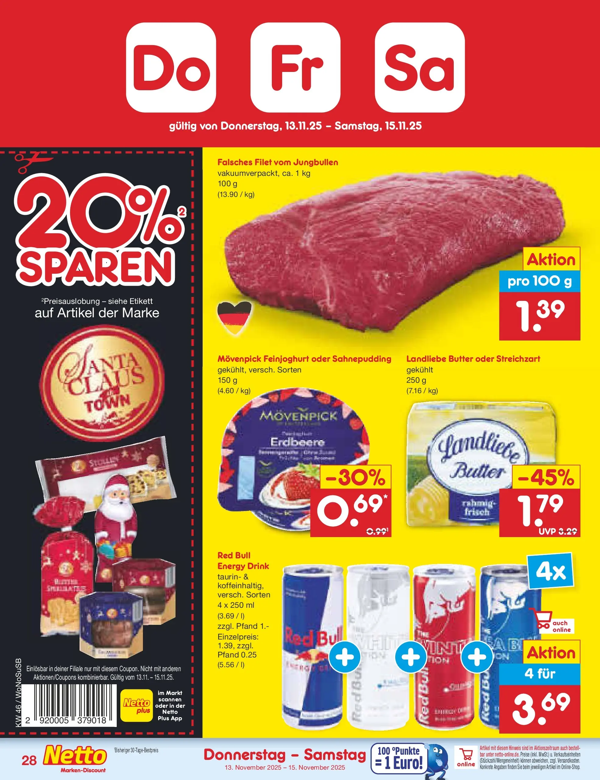 Netto Marken-Discount prospekt Lahnau	 (ab 10.11.2025) » Angebote | Seite: 36 | Produkte: Red bull, Energy, Butter, Landliebe butter