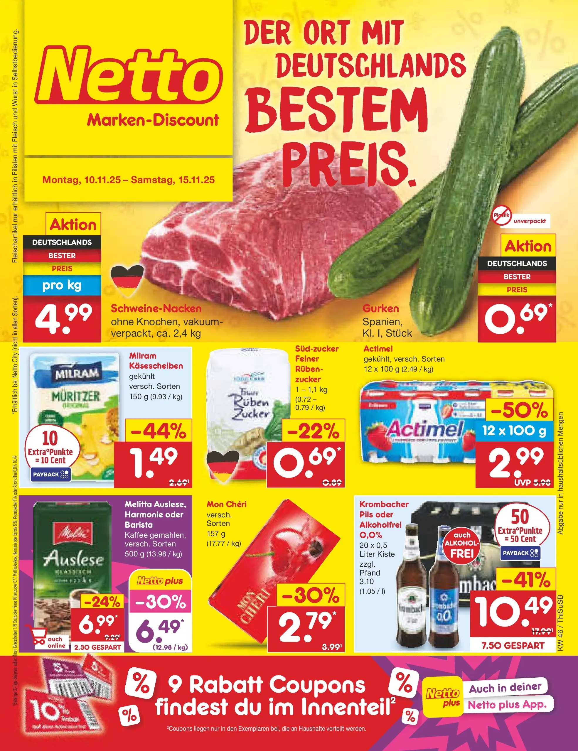Netto Marken-Discount prospekt Pirna	 (ab 10.11.2025) » Angebote | Seite: 1 | Produkte: Actimel, Pils, Milram, Fleisch