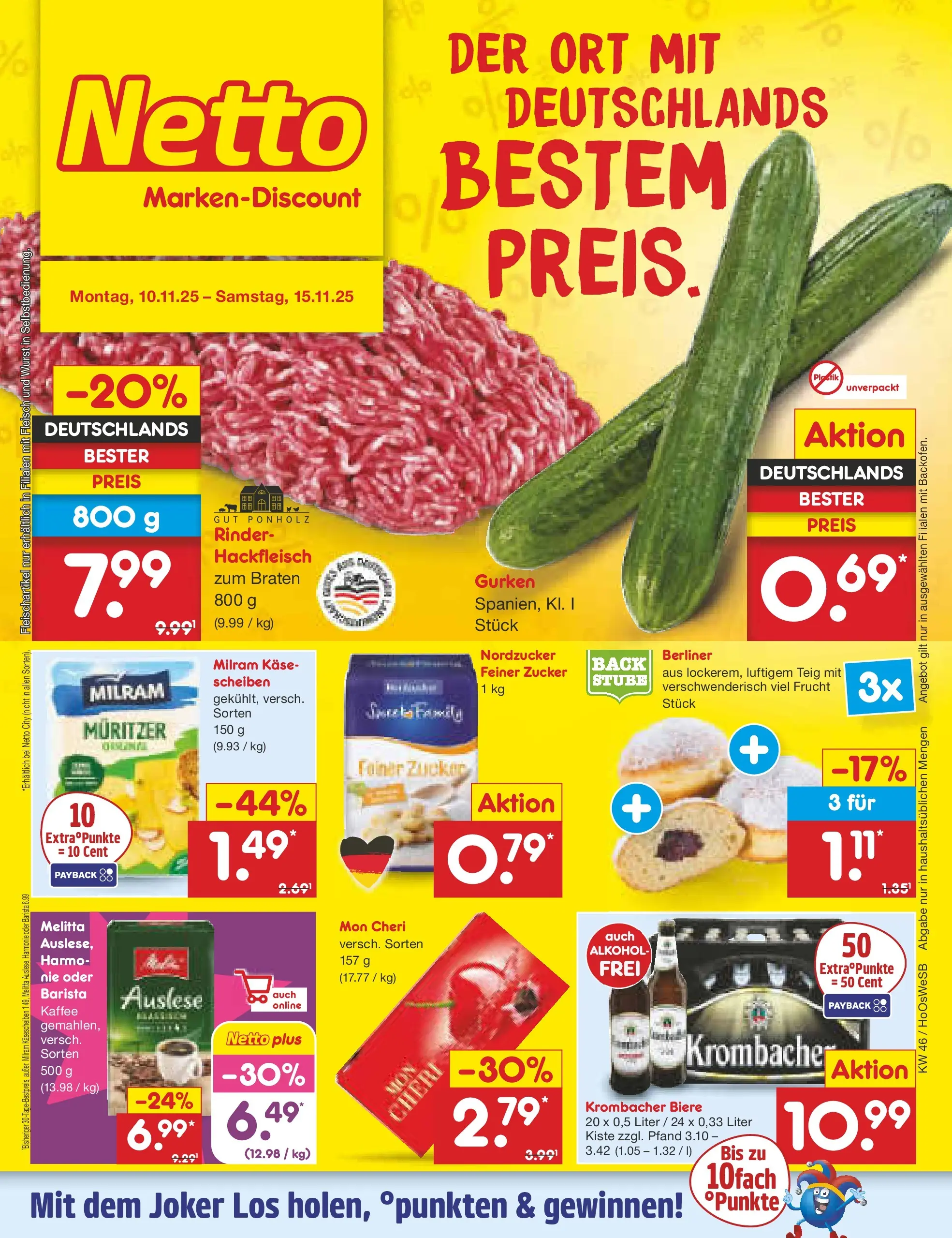 Netto Marken-Discount prospekt Hannover	 (ab 10.11.2025) » Angebote | Seite: 1 | Produkte: Melitta, Käse, Milram, Mon cheri