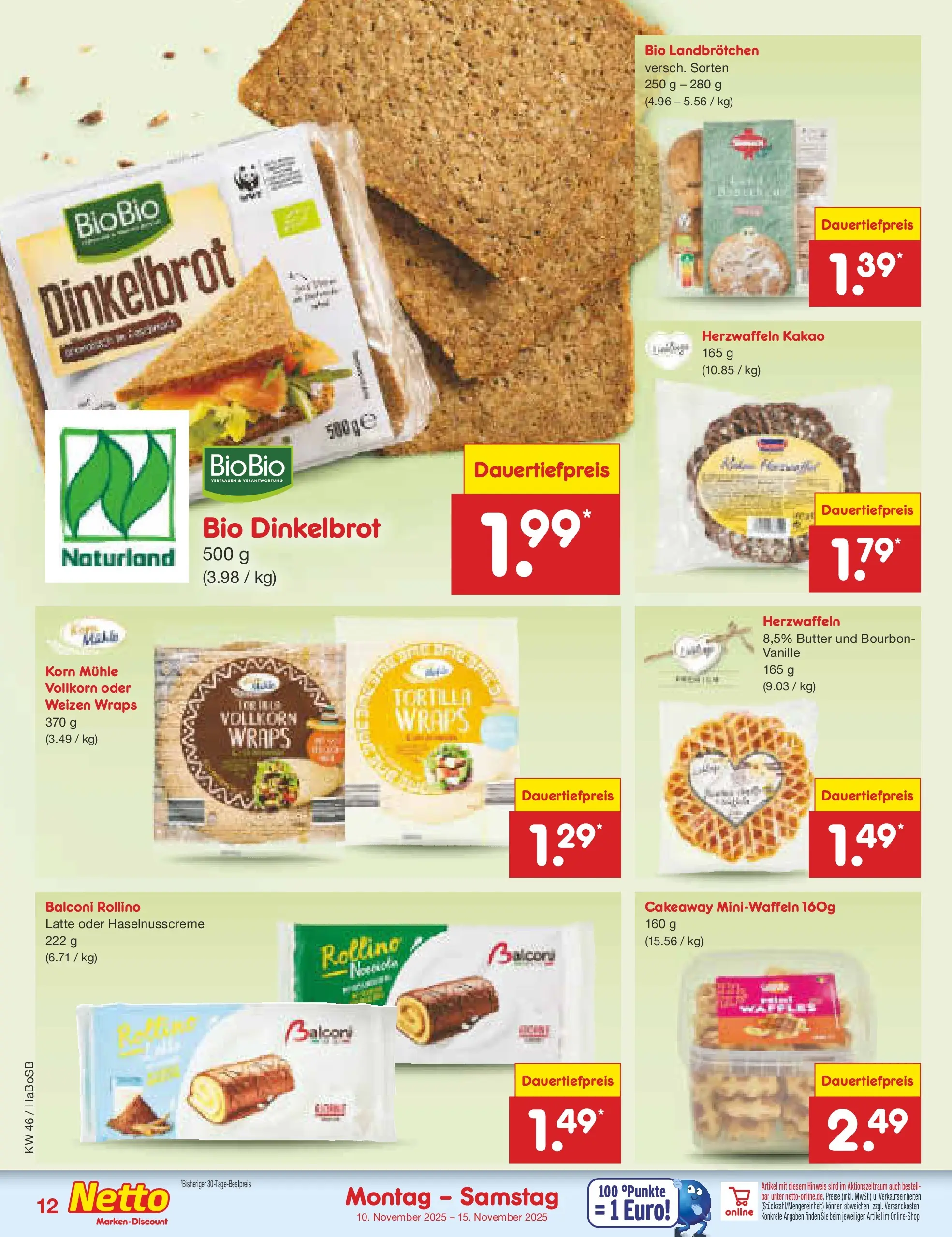 Netto Marken-Discount prospekt Wuppertal	 (ab 10.11.2025) » Angebote | Seite: 12 | Produkte: Mühle, Butter, Bourbon