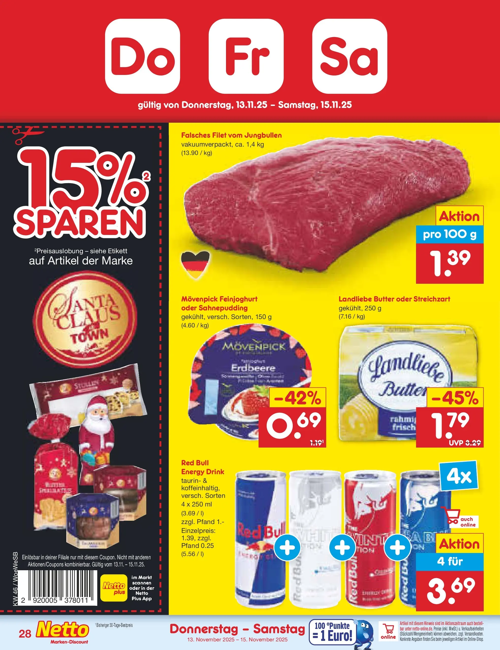 Netto Marken-Discount prospekt Katzweiler	 (ab 10.11.2025) » Angebote | Seite: 36 | Produkte: Red bull, Energy, Butter, Landliebe butter