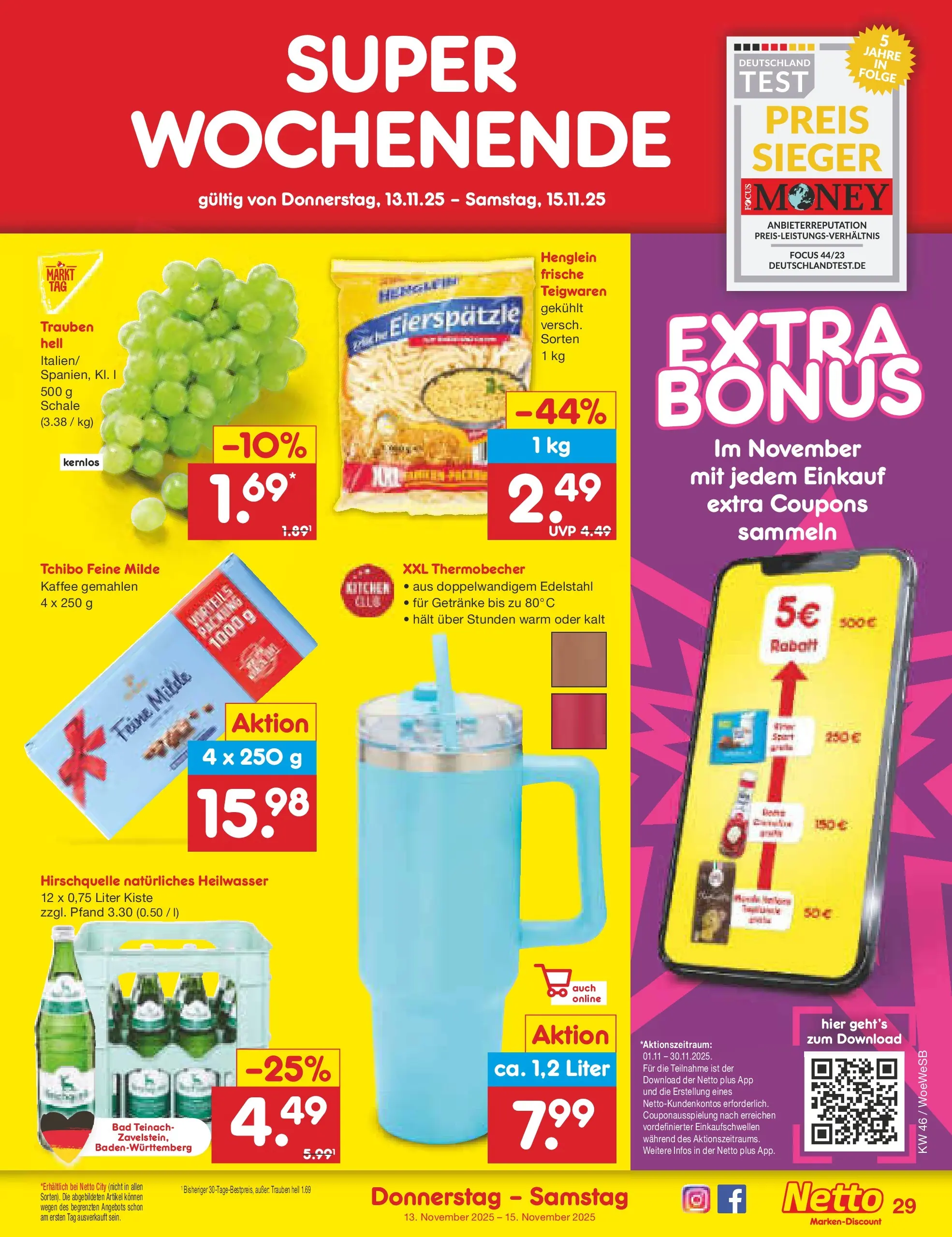 Netto Marken-Discount prospekt Katzweiler	 (ab 10.11.2025) » Angebote | Seite: 37 | Produkte: Trauben, Kaffee, Bad