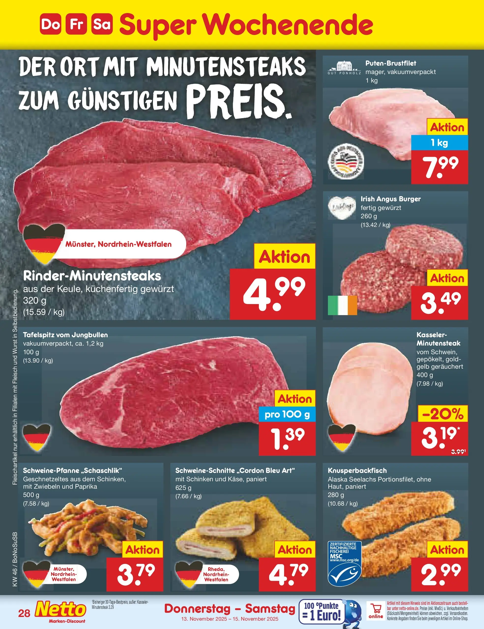 Netto Marken-Discount prospekt Herne	 (ab 10.11.2025) » Angebote | Seite: 36 | Produkte: Tafelspitz, Burger, Paprika, Fleisch