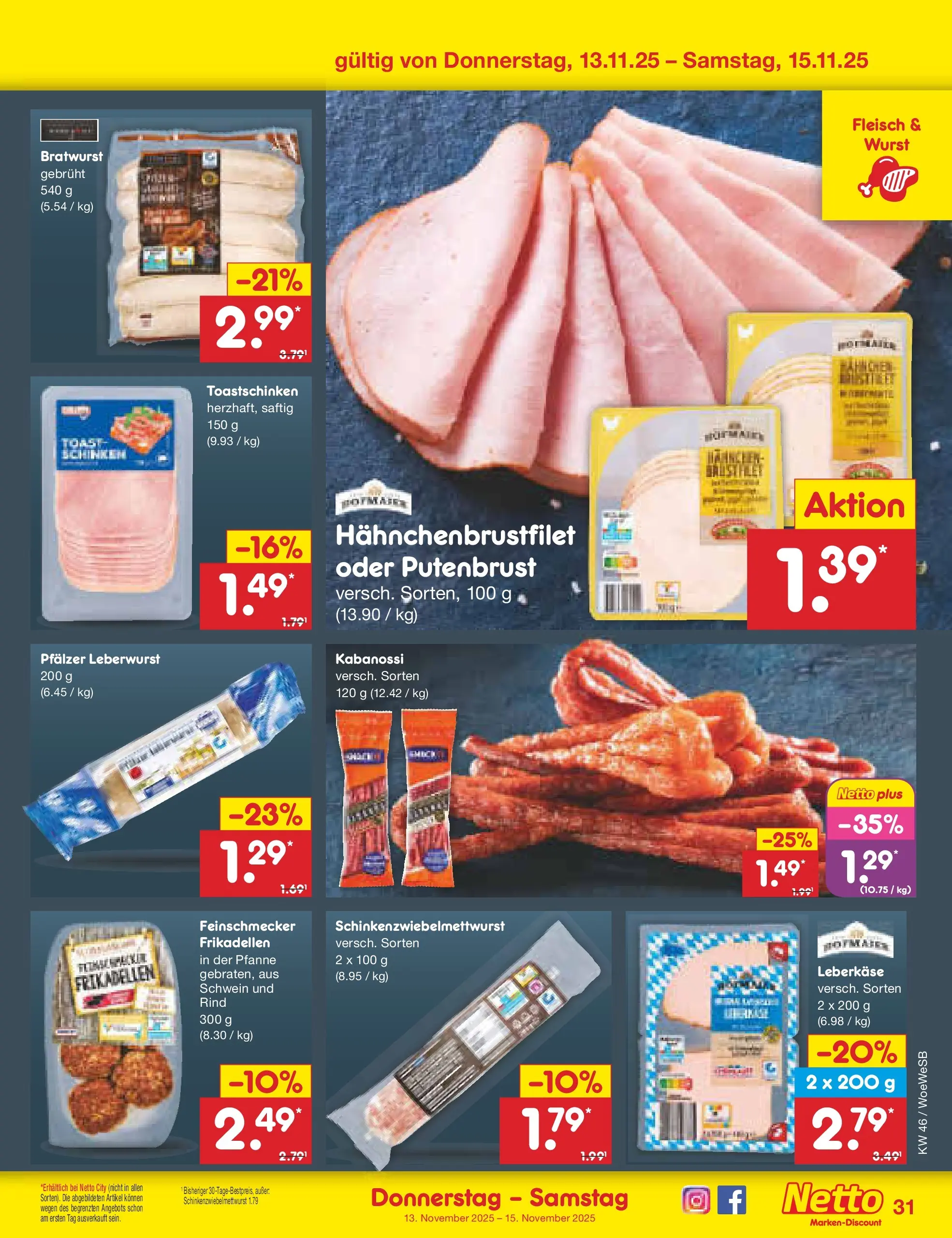 Netto Marken-Discount prospekt Katzweiler	 (ab 10.11.2025) » Angebote | Seite: 39 | Produkte: Toastschinken, Wurst, Schinken, Fleisch