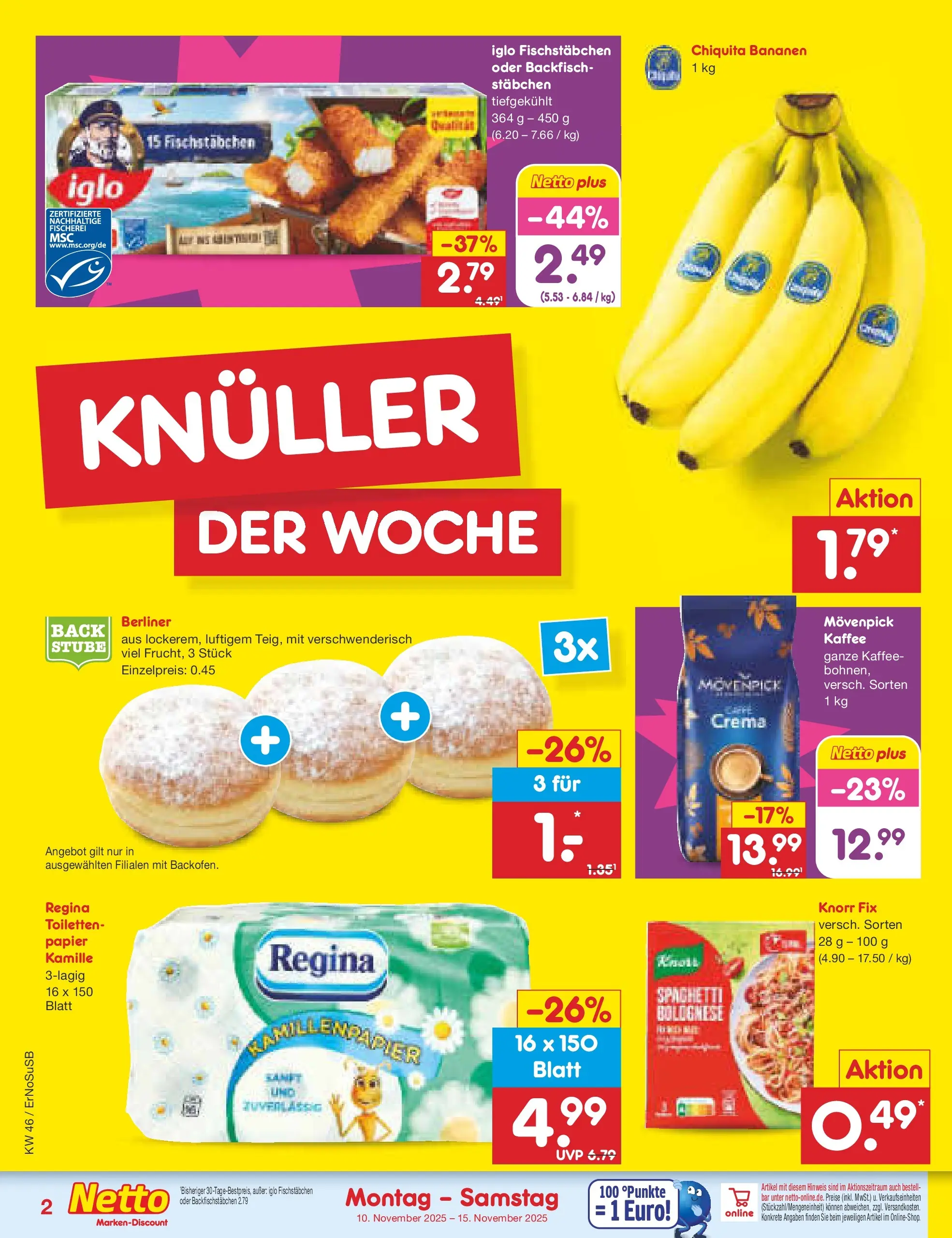 Netto Marken-Discount prospekt Erfurt (ab 10.11.2025) » Angebote | Seite: 2 | Produkte: Berliner, Knorr fix, Kaffee, Iglo Netto Marken-Discount prospekt Erfurt (ab 10.11.2025) » Angebote | Seite: 2 | Produkte: Berliner, Knorr fix, Kaffee, Iglo