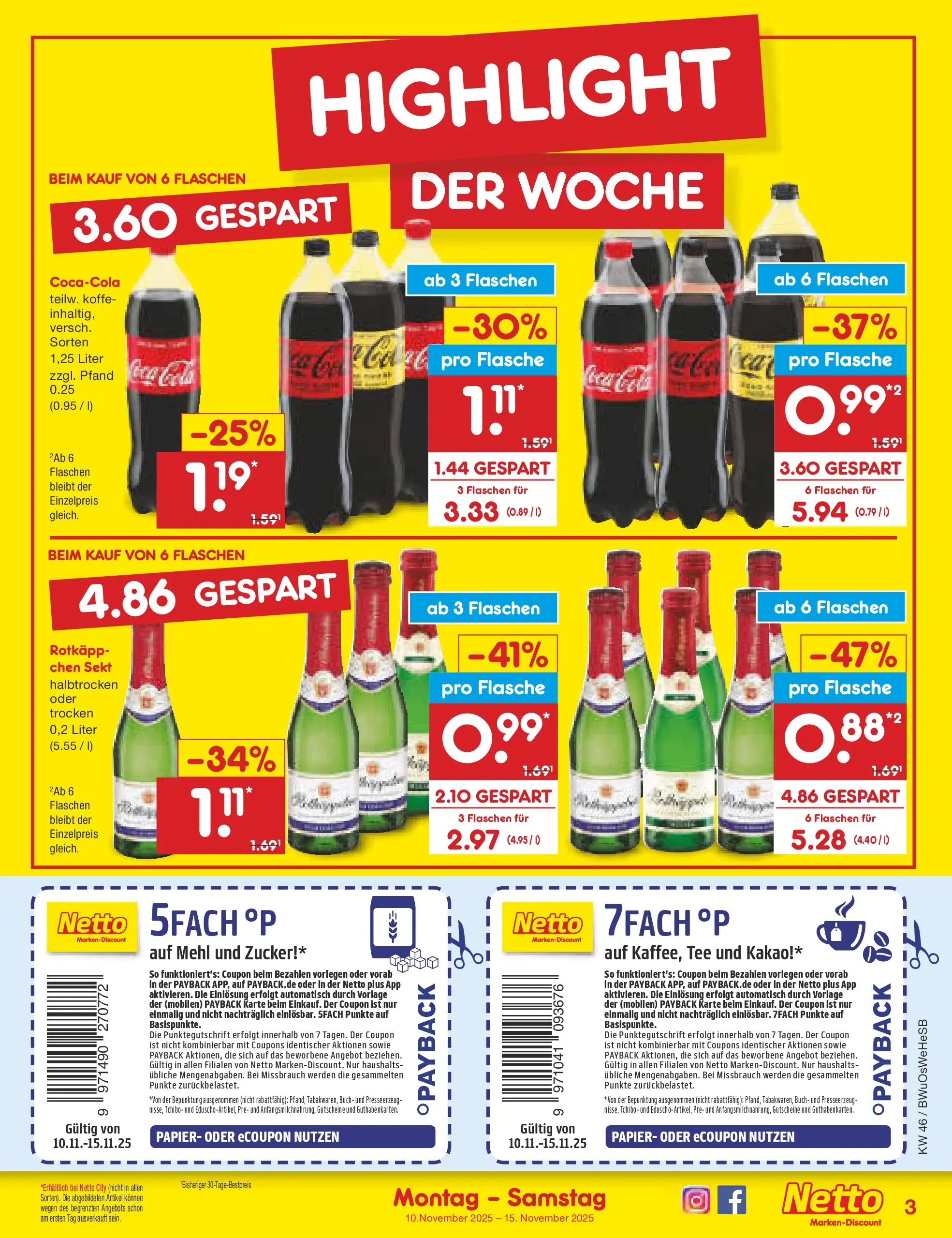 Netto Marken-Discount prospekt Witzenhausen	 (ab 10.11.2025) » Angebote | Seite: 3 | Produkte: Cola, Sekt, Zucker, Tee
