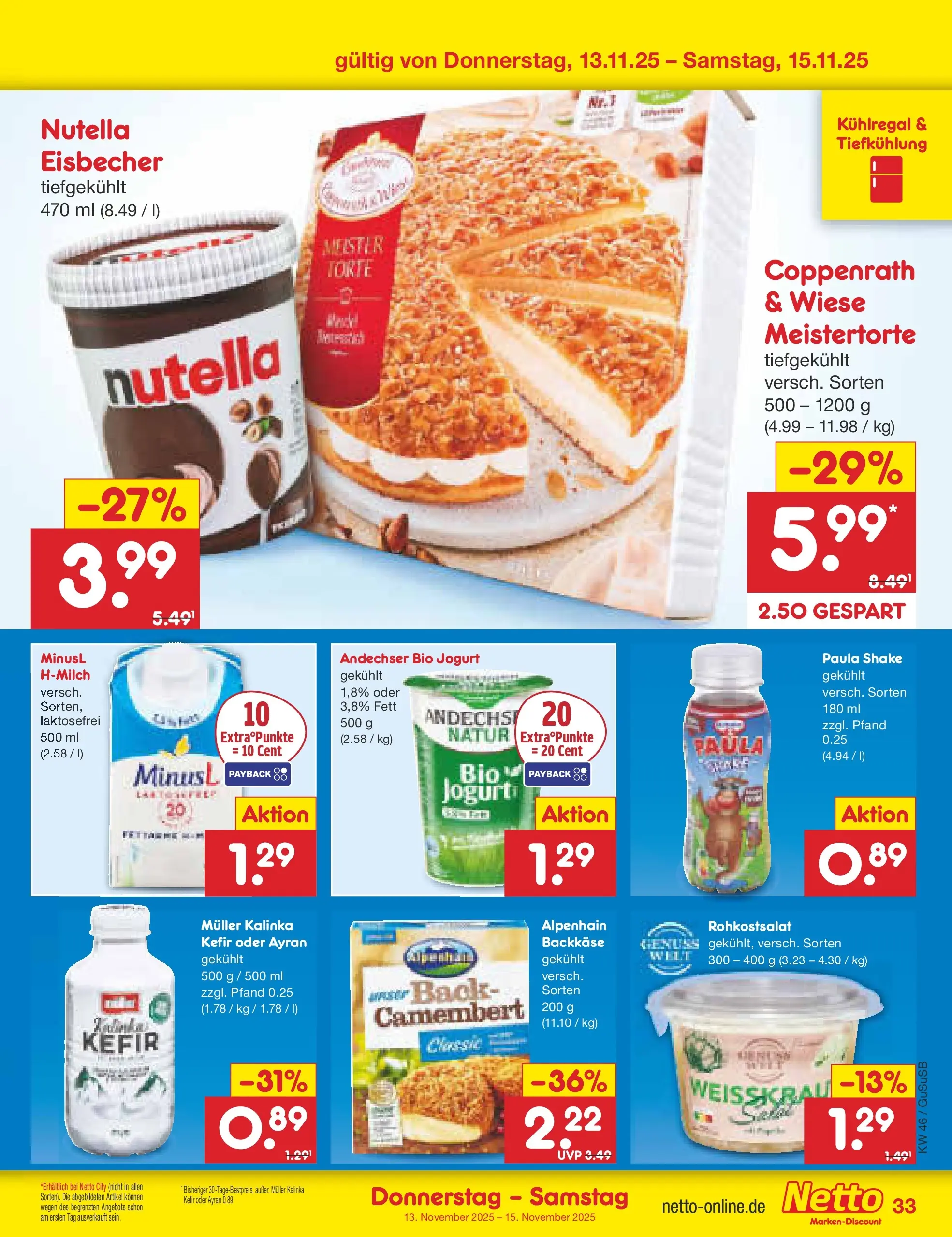 Netto Marken-Discount prospekt Rodewisch	 (ab 10.11.2025) » Angebote | Seite: 41 | Produkte: Kefir, Nutella