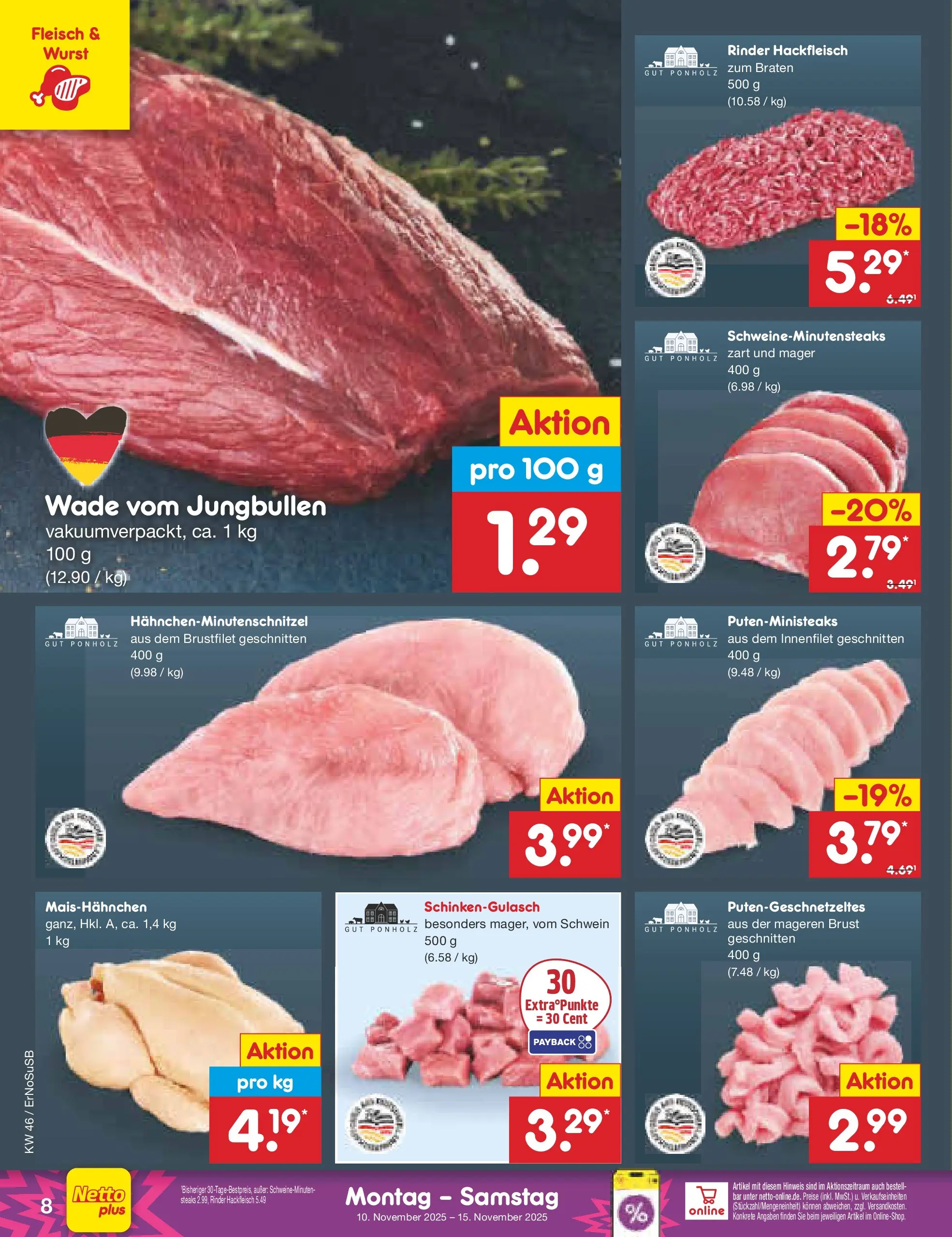 Netto Marken-Discount prospekt Erfurt (ab 10.11.2025) » Angebote | Seite: 8 | Produkte: Wurst, Fleisch, Hackfleisch Netto Marken-Discount prospekt Erfurt (ab 10.11.2025) » Angebote | Seite: 8 | Produkte: Wurst, Fleisch, Hackfleisch