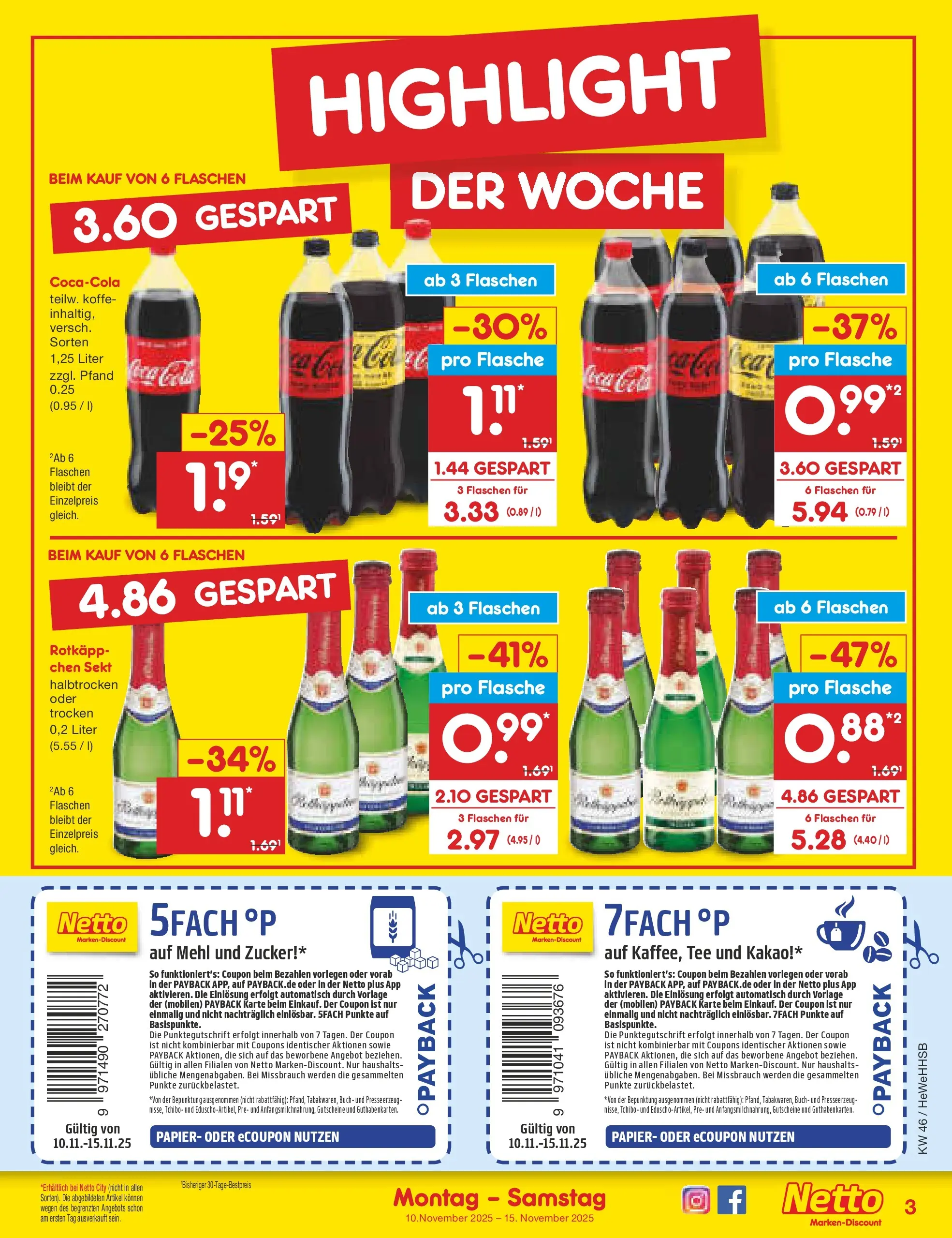 Netto Marken-Discount prospekt Brietlingen	 (ab 10.11.2025) » Angebote | Seite: 3 | Produkte: Mehl, Sekt, Zucker, Tee