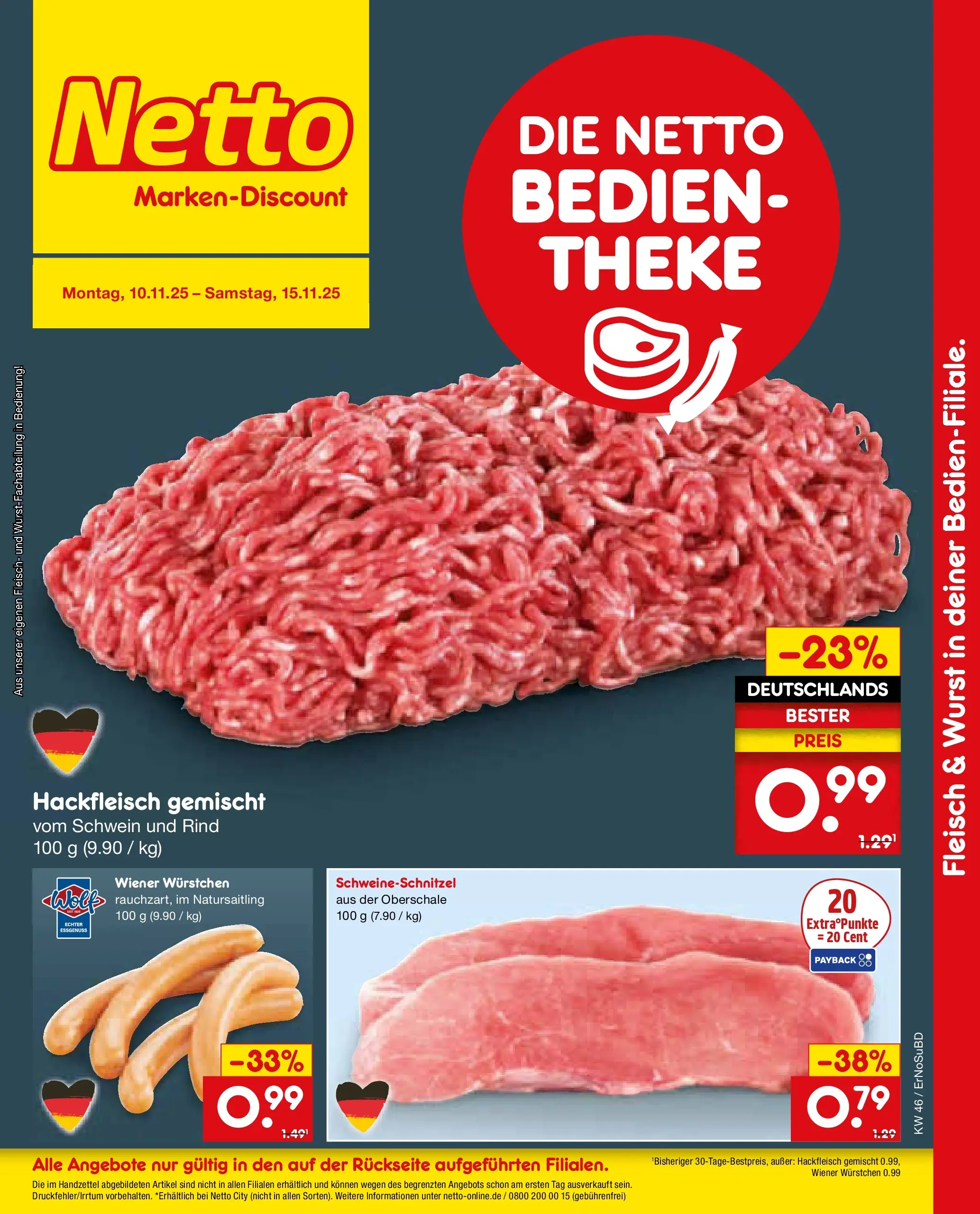 Netto Marken-Discount prospekt Nordhausen	 (ab 10.11.2025) » Angebote | Seite: 10 | Produkte: Wiener wurstchen, Theke, Wurst, Hackfleisch