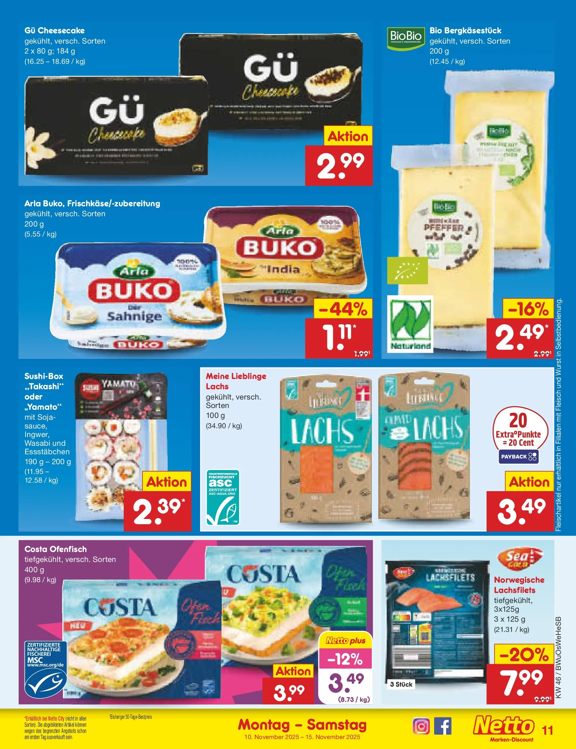 Netto Marken-Discount prospekt Witzenhausen	 (ab 10.11.2025) » Angebote | Seite: 11 | Produkte: Lachs, Pfeffer, Wurst, Fleisch