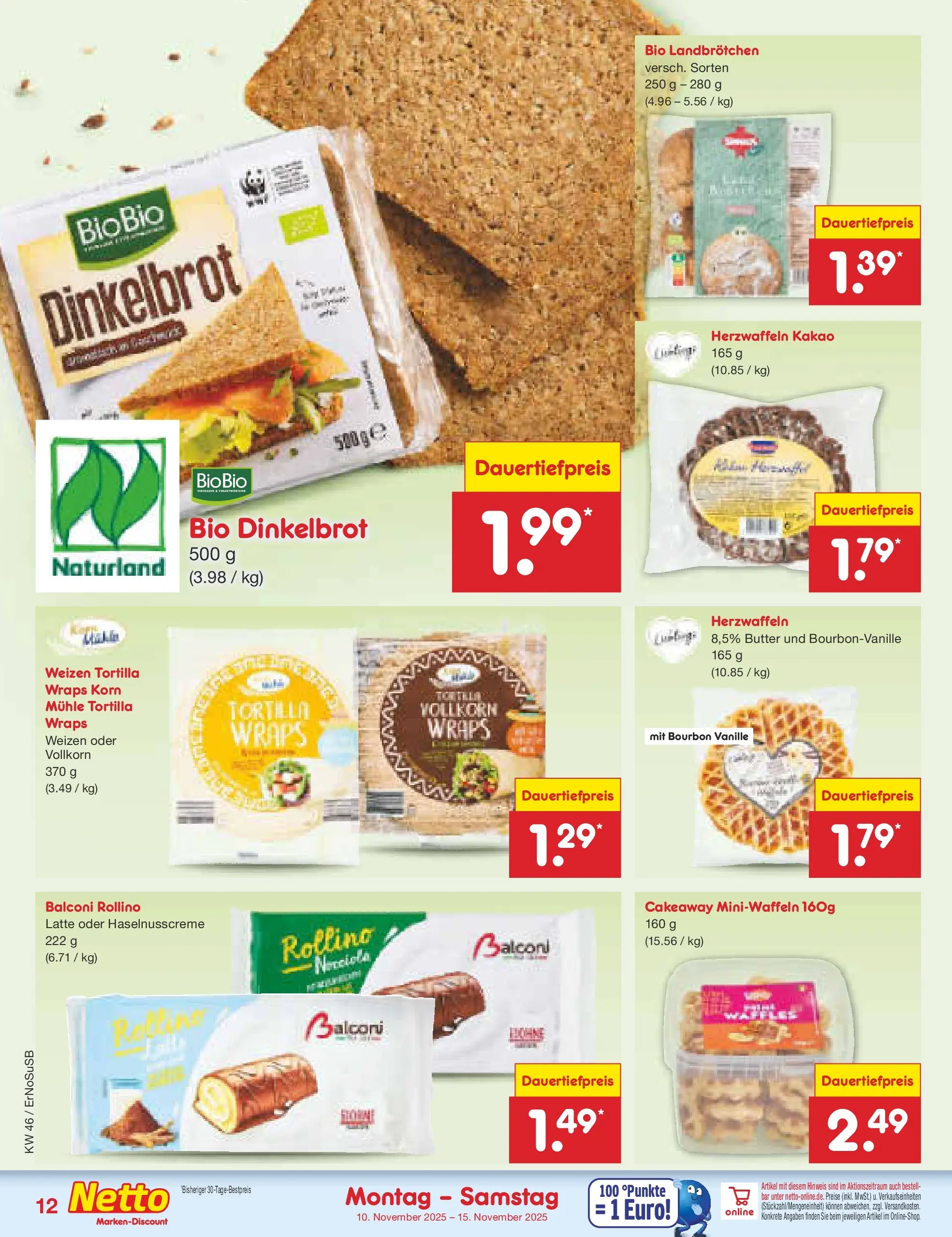 Netto Marken-Discount prospekt Erfurt (ab 10.11.2025) » Angebote | Seite: 12 | Produkte: Mühle, Butter, Bourbon Netto Marken-Discount prospekt Erfurt (ab 10.11.2025) » Angebote | Seite: 12 | Produkte: Mühle, Butter, Bourbon