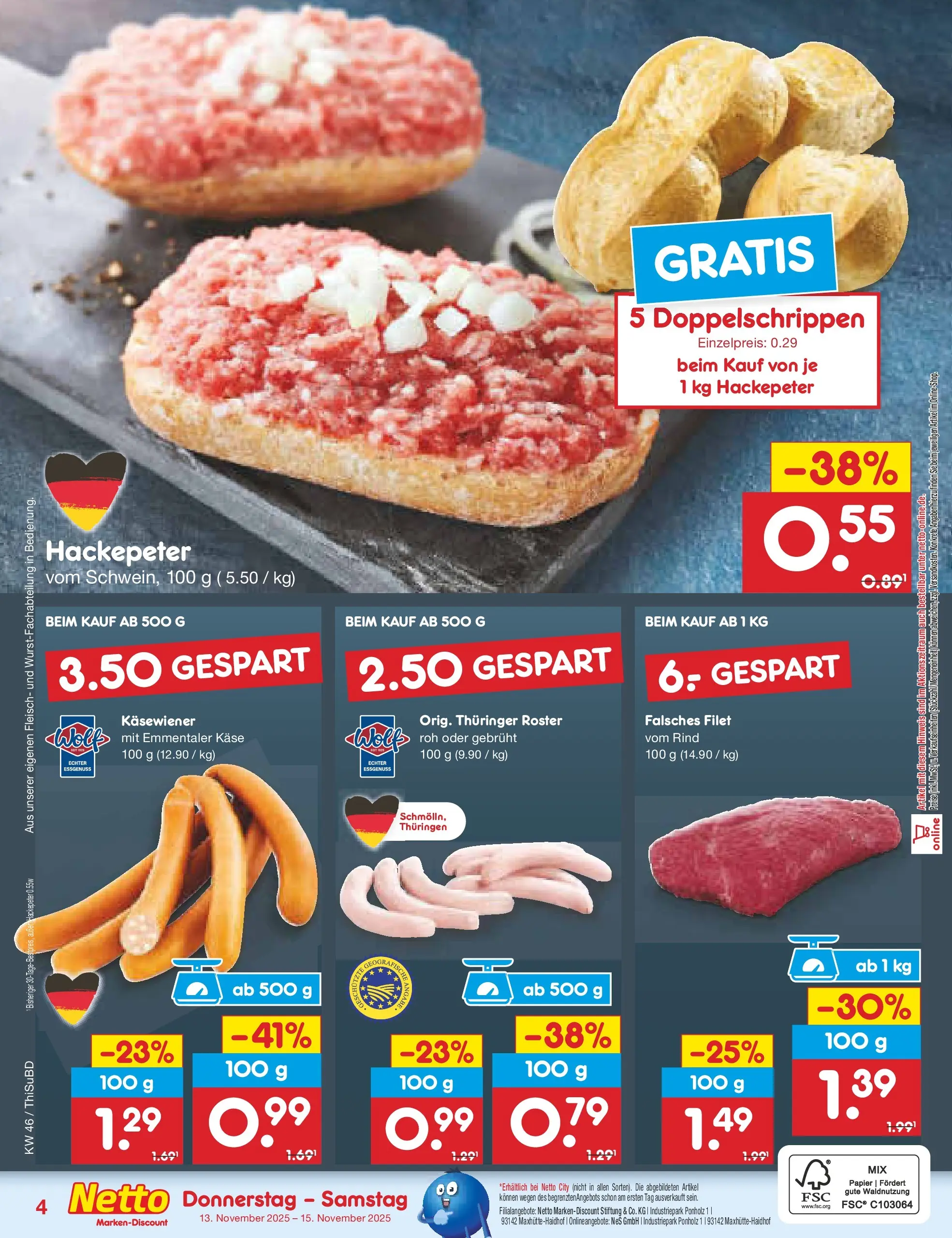 Netto Marken-Discount prospekt Thiendorf	 (ab 10.11.2025) » Angebote | Seite: 27 | Produkte: Käse, Fleisch