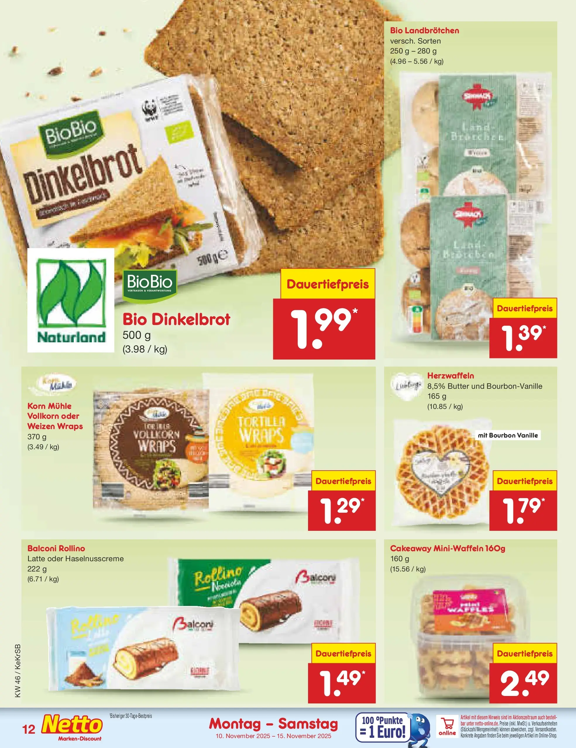 Netto Marken-Discount prospekt Bonn	 (ab 10.11.2025) » Angebote | Seite: 12 | Produkte: Mühle, Butter, Bourbon