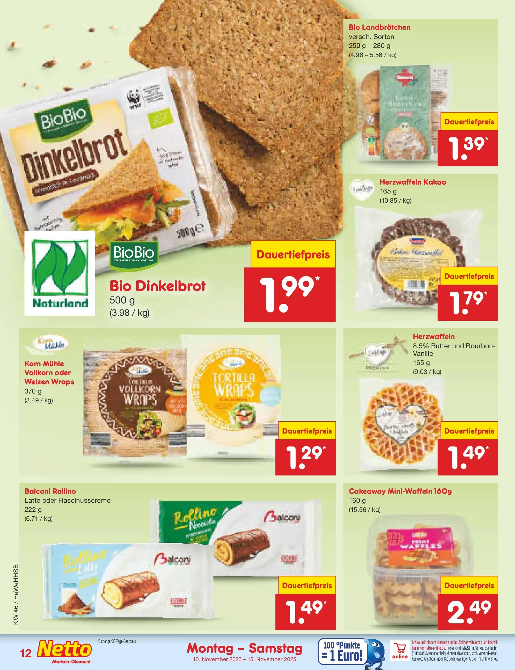 Netto Marken-Discount prospekt Brietlingen	 (ab 10.11.2025) » Angebote | Seite: 12 | Produkte: Mühle, Butter, Bourbon