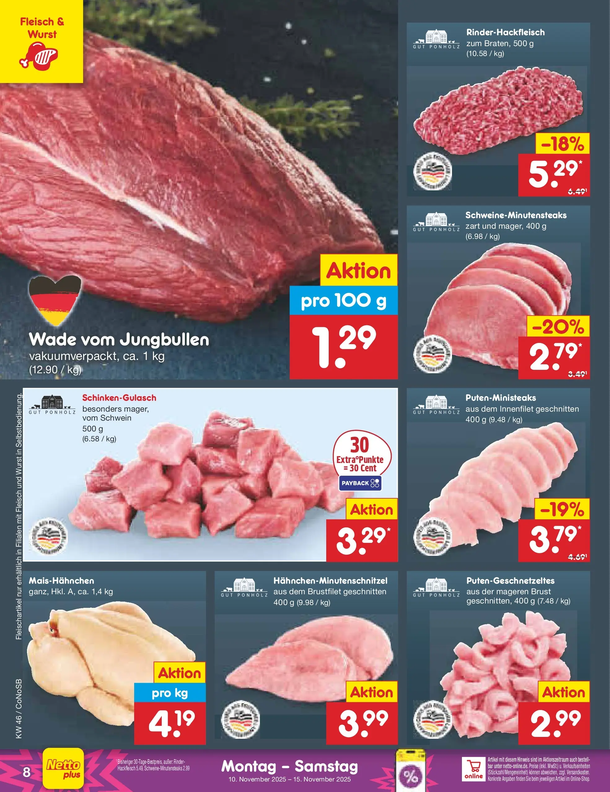 Netto Marken-Discount prospekt Kloster Lehnin	 (ab 10.11.2025) » Angebote | Seite: 8 | Produkte: Wurst, Fleisch, Hackfleisch