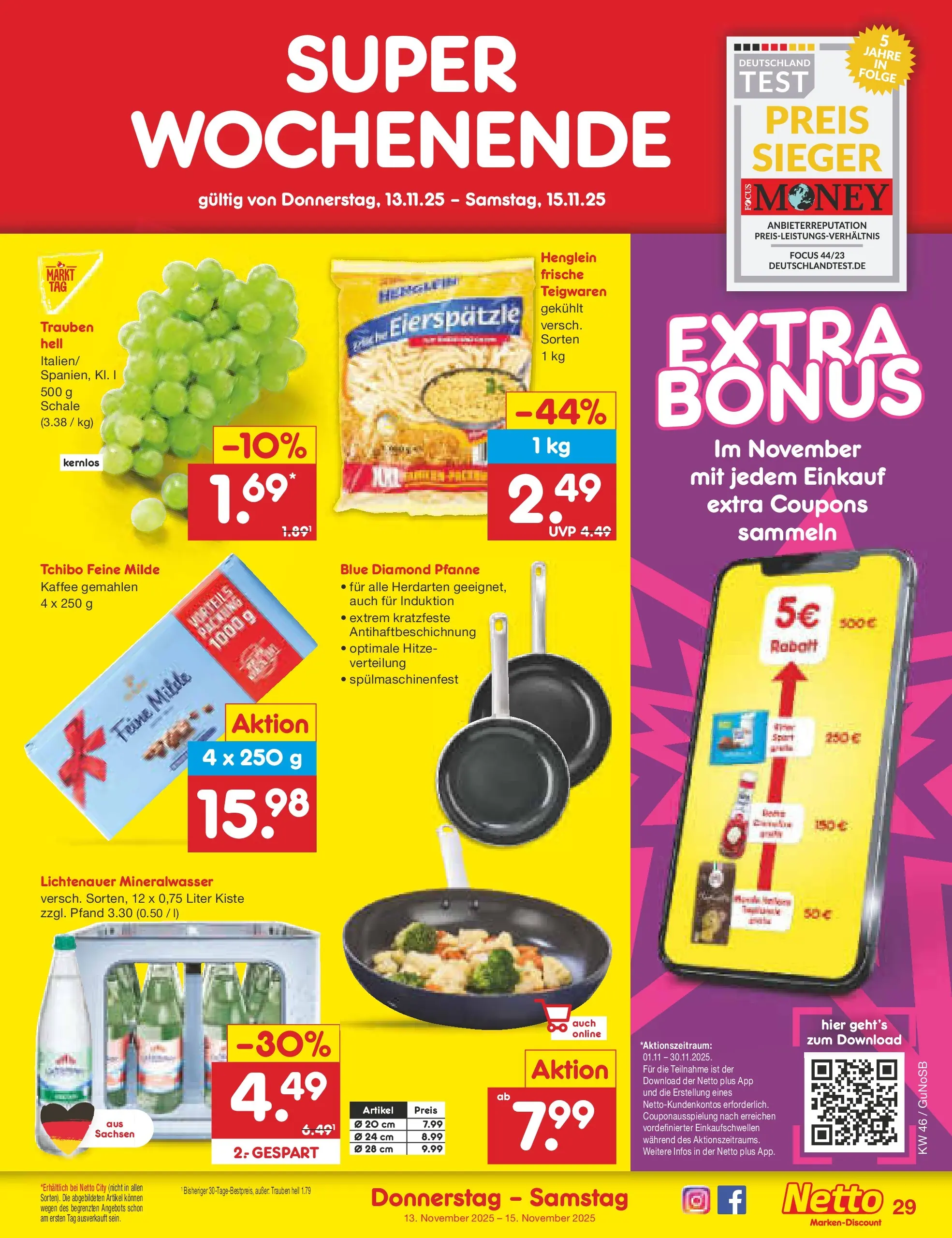 Netto Marken-Discount prospekt Machern	 (ab 10.11.2025) » Angebote | Seite: 37 | Produkte: Trauben, Kaffee, Mineralwasser