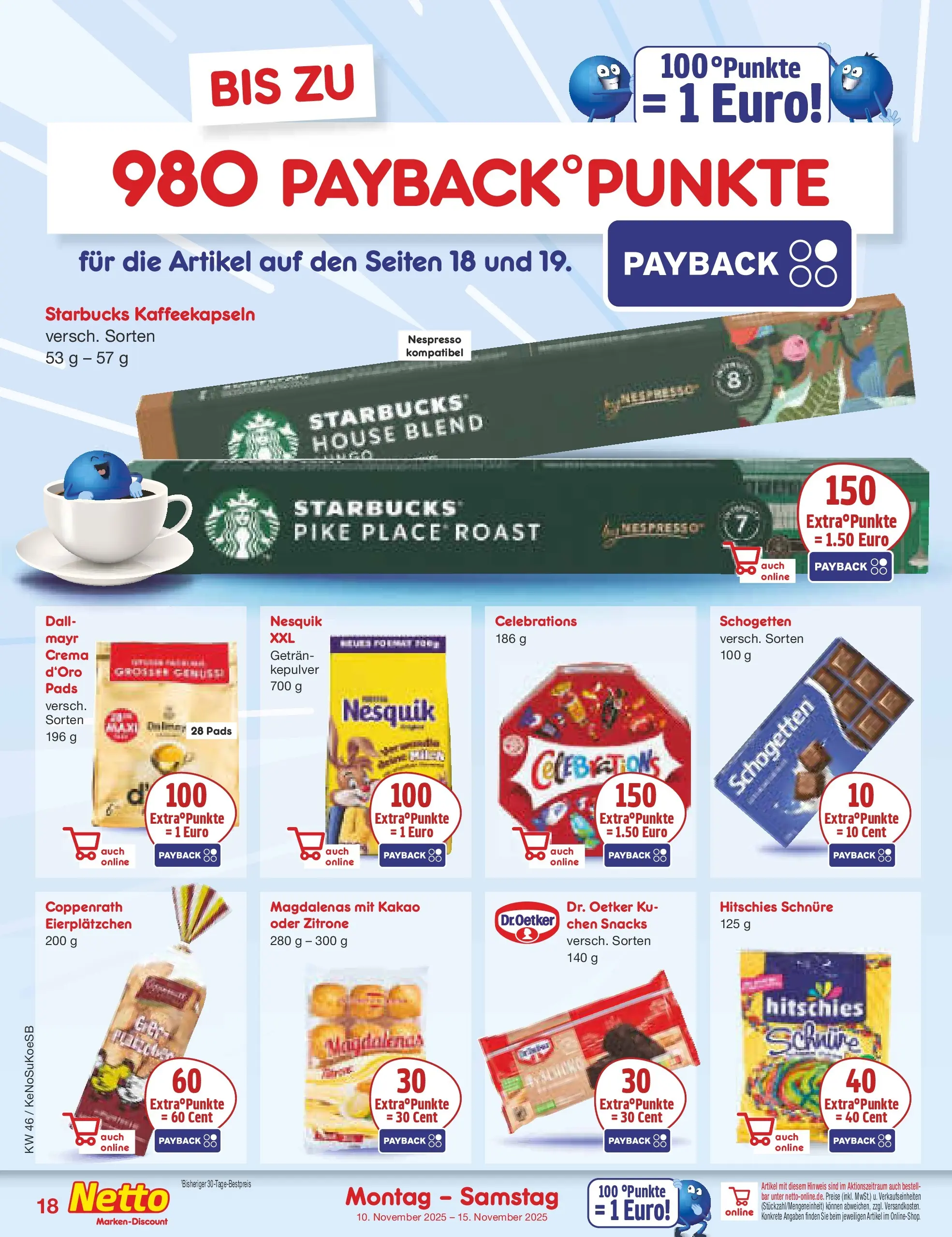 Netto Marken-Discount prospekt Bonn	 (ab 10.11.2025) » Angebote | Seite: 18 | Produkte: Nesquik, Starbucks, Zitrone, Schogetten