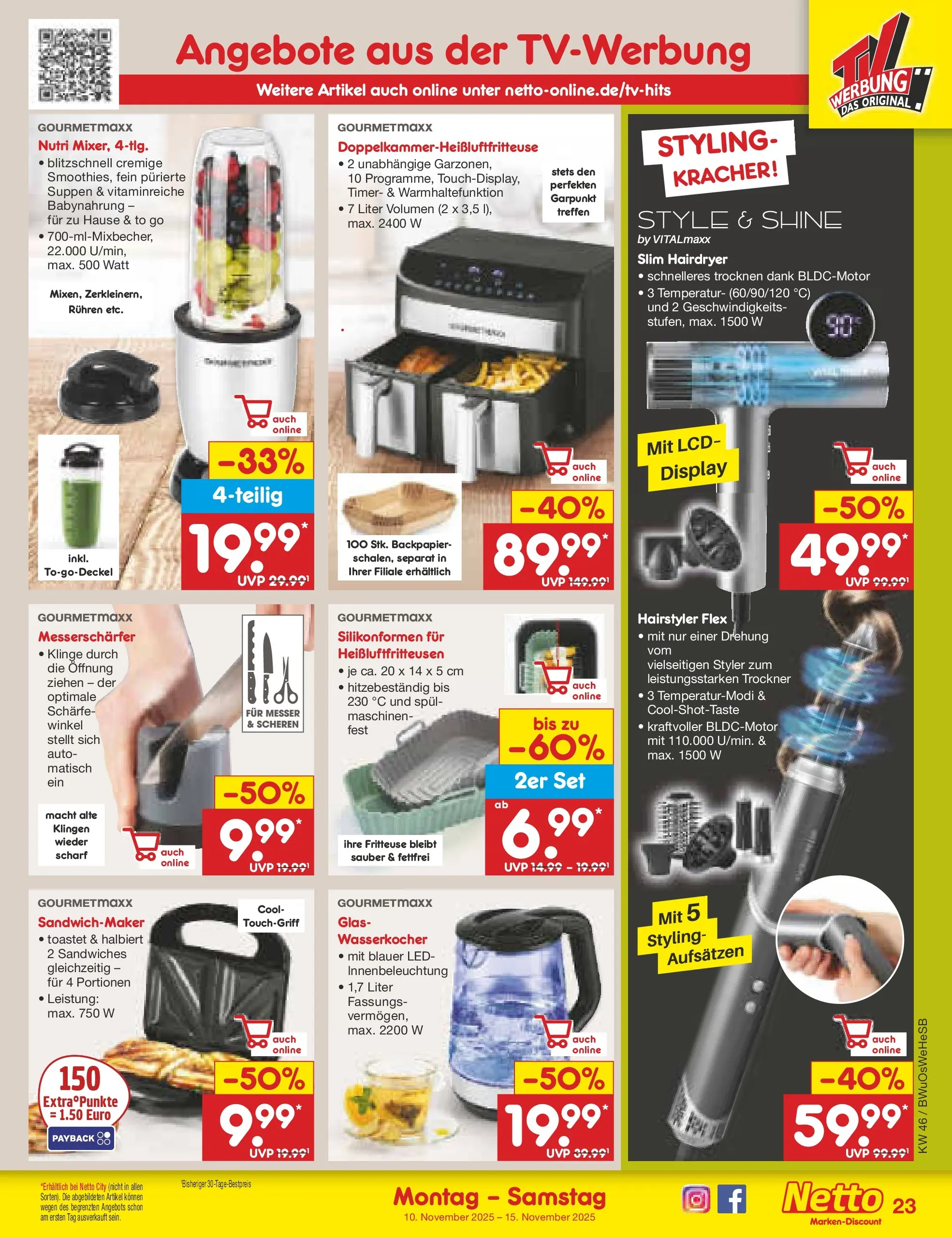 Netto Marken-Discount prospekt Witzenhausen	 (ab 10.11.2025) » Angebote | Seite: 25 | Produkte: Trockner, Wasserkocher, Babynahrung, Fritteuse