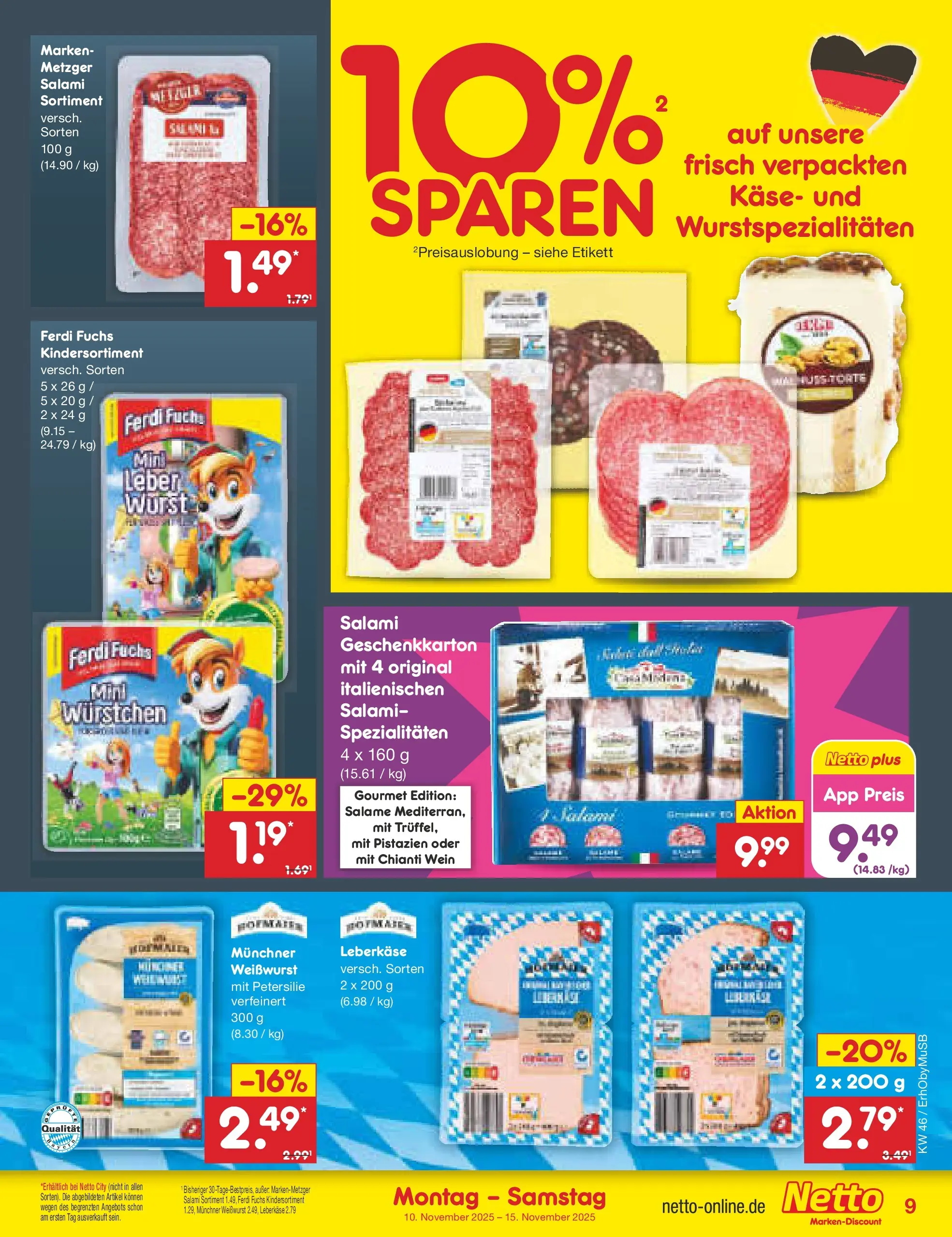 Netto Marken-Discount prospekt Mauern	 (ab 10.11.2025) » Angebote | Seite: 9 | Produkte: Käse, Wurst, Petersilie, Wein