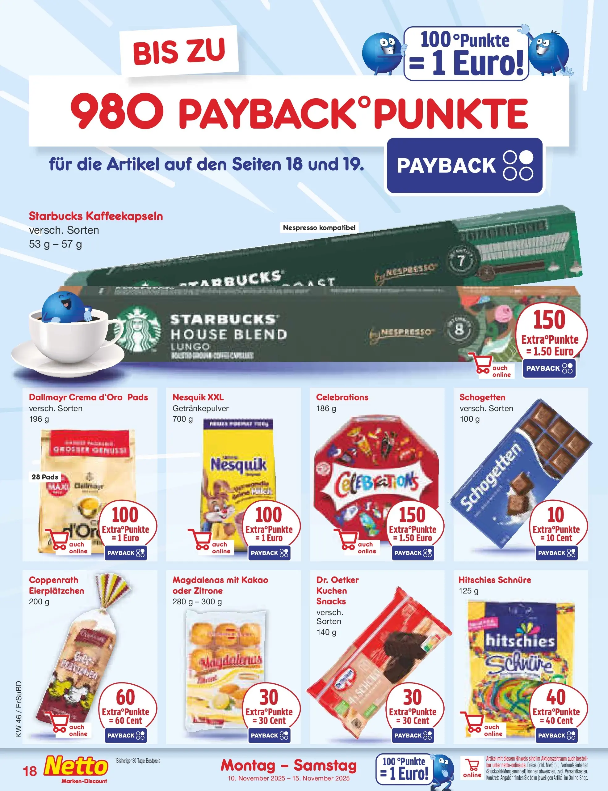 Netto Marken-Discount prospekt Jena-Lobeda	 (ab 10.11.2025) » Angebote | Seite: 18 | Produkte: Starbucks, Dallmayr, Zitrone, Kuchen