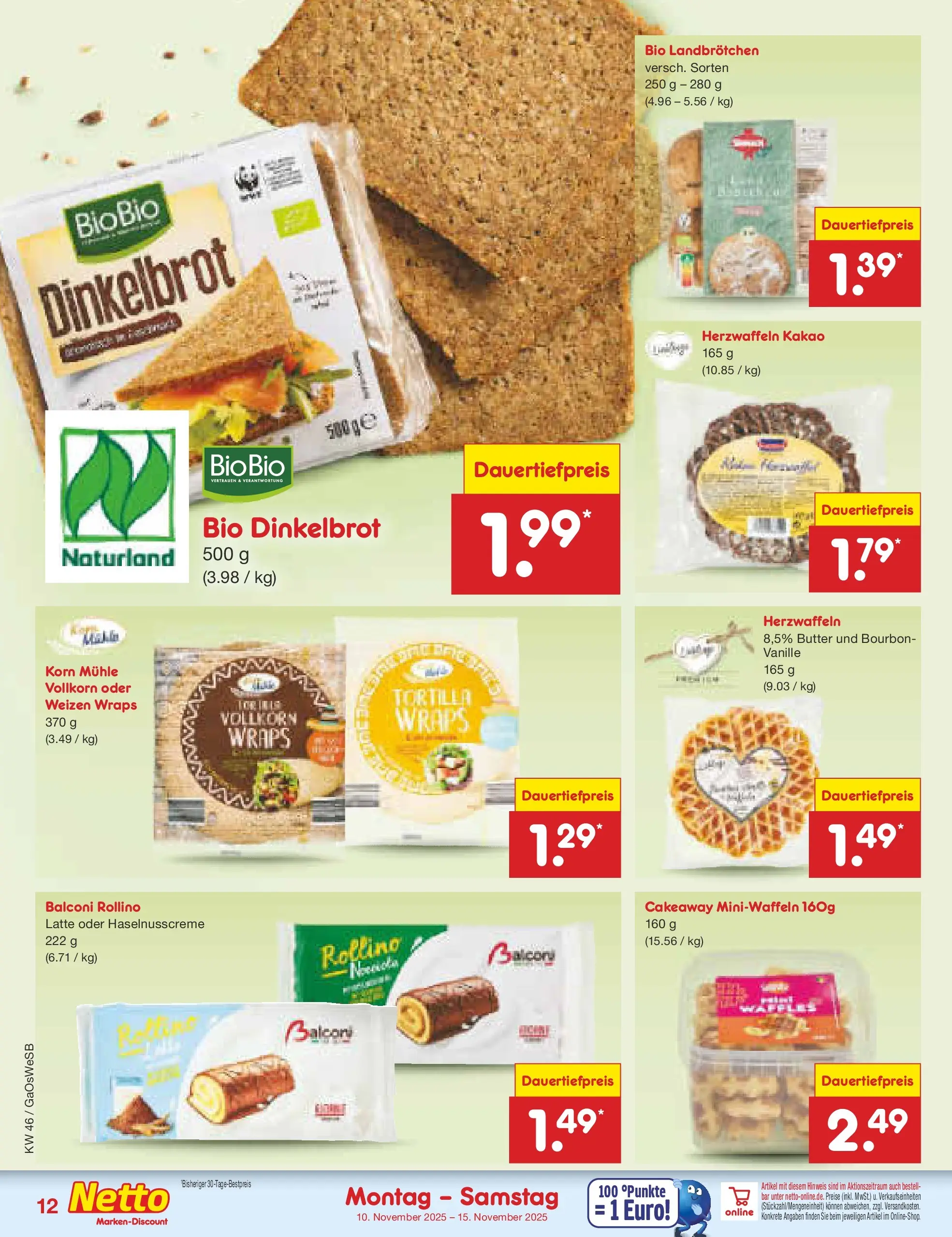 Netto Marken-Discount prospekt Moormerland	 (ab 10.11.2025) » Angebote | Seite: 12 | Produkte: Mühle, Butter, Bourbon