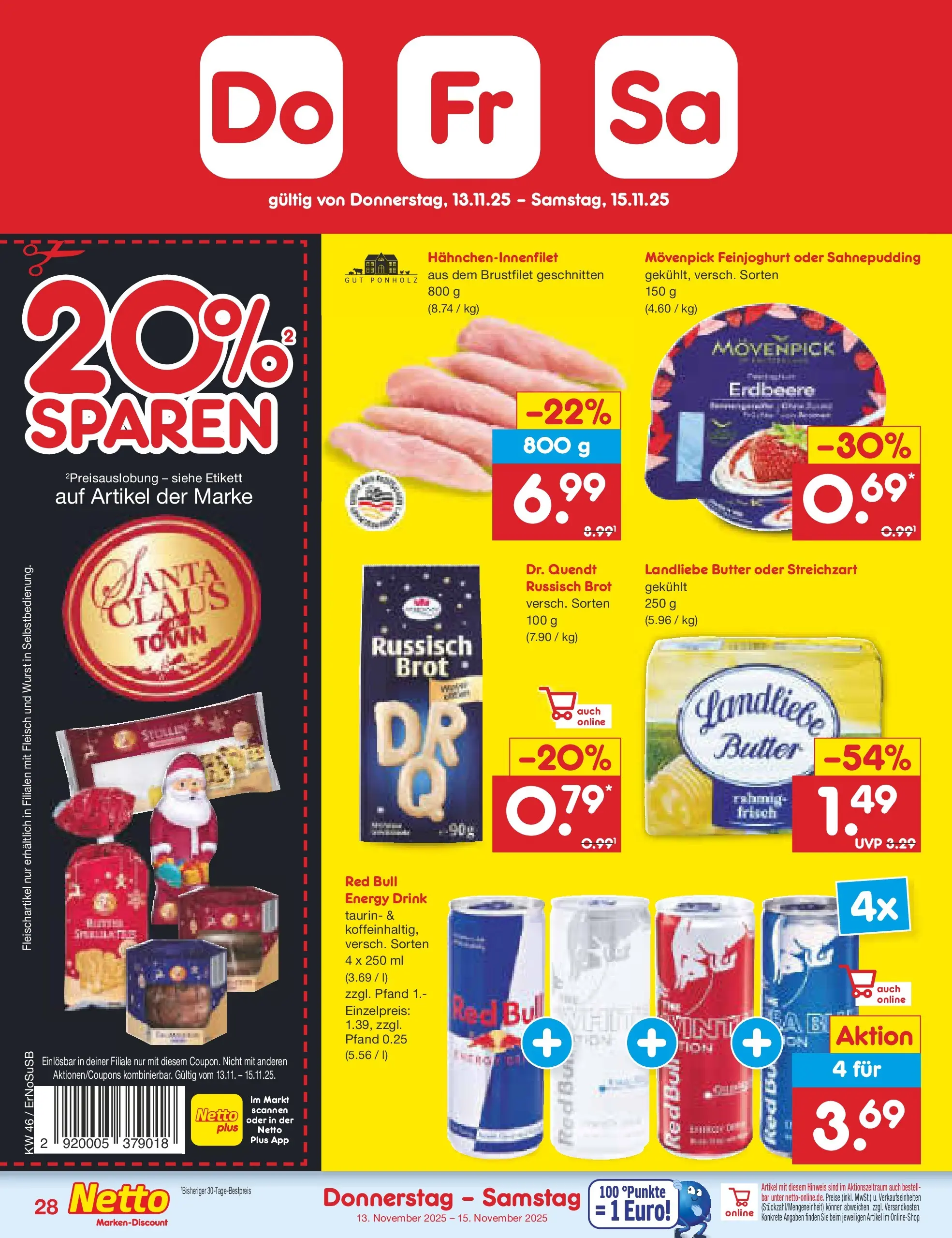 Netto Marken-Discount prospekt Erfurt (ab 10.11.2025) » Angebote | Seite: 36 | Produkte: Red bull, Butter, Wurst, Brot Netto Marken-Discount prospekt Erfurt (ab 10.11.2025) » Angebote | Seite: 36 | Produkte: Red bull, Butter, Wurst, Brot