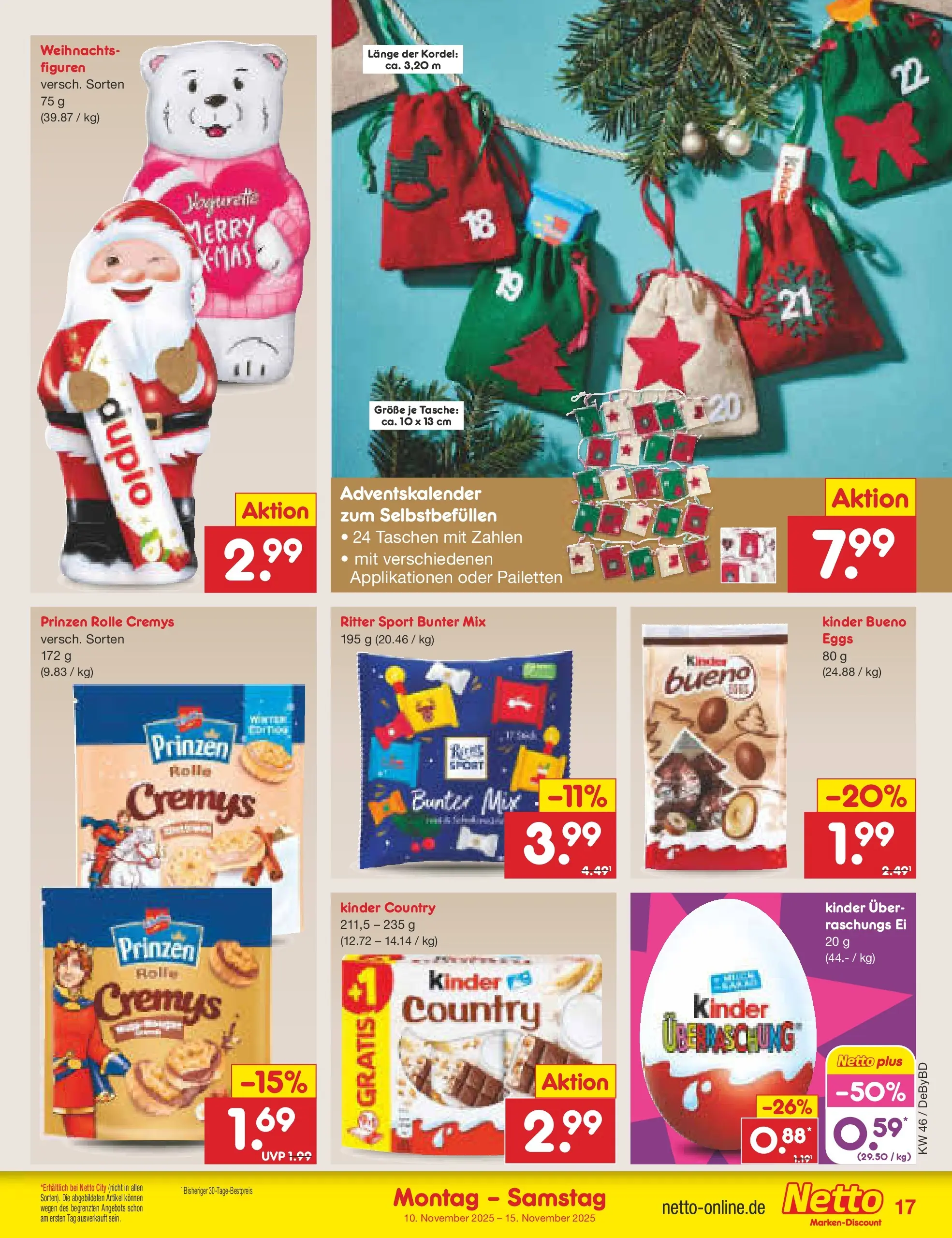 Netto Marken-Discount prospekt Buttenwiesen	 (ab 10.11.2025) » Angebote | Seite: 17 | Produkte: Tasche, Ritter sport, Kinder bueno, Kinder country