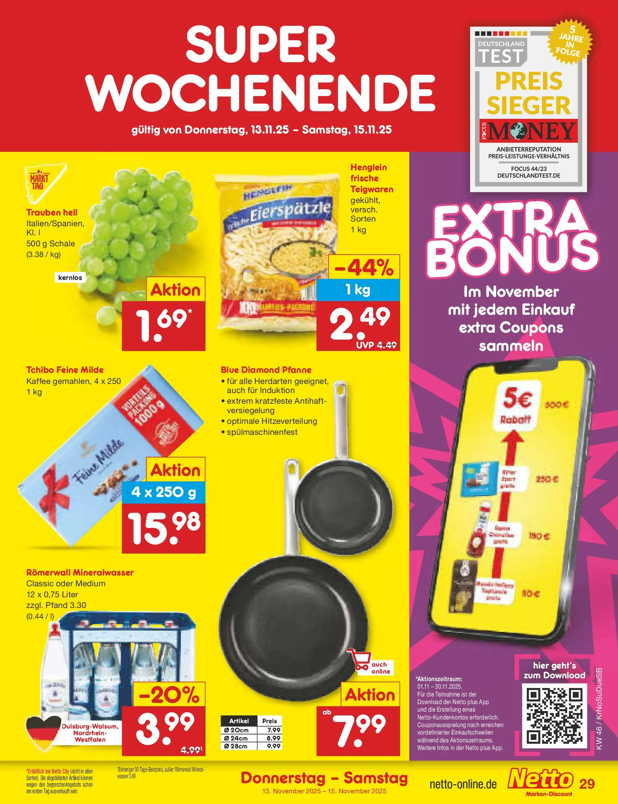 Netto Marken-Discount prospekt Jüchen	 (ab 10.11.2025) » Angebote | Seite: 37 | Produkte: Trauben, Kaffee, Mineralwasser, Wasser
