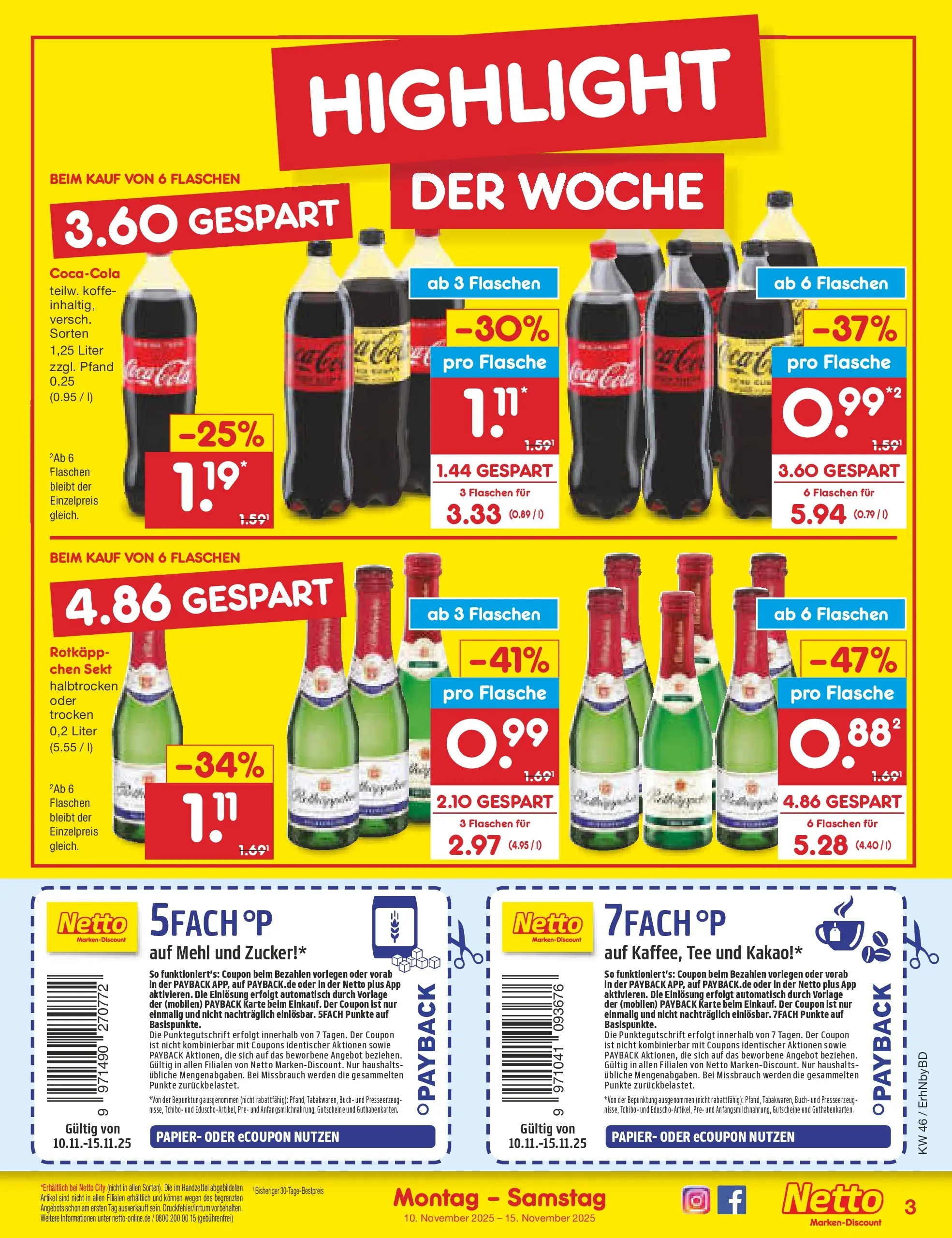 Netto Marken-Discount prospekt Ergolding	 (ab 09.11.2025) » Angebote | Seite: 3 | Produkte: Mehl, Sekt, Zucker, Tee