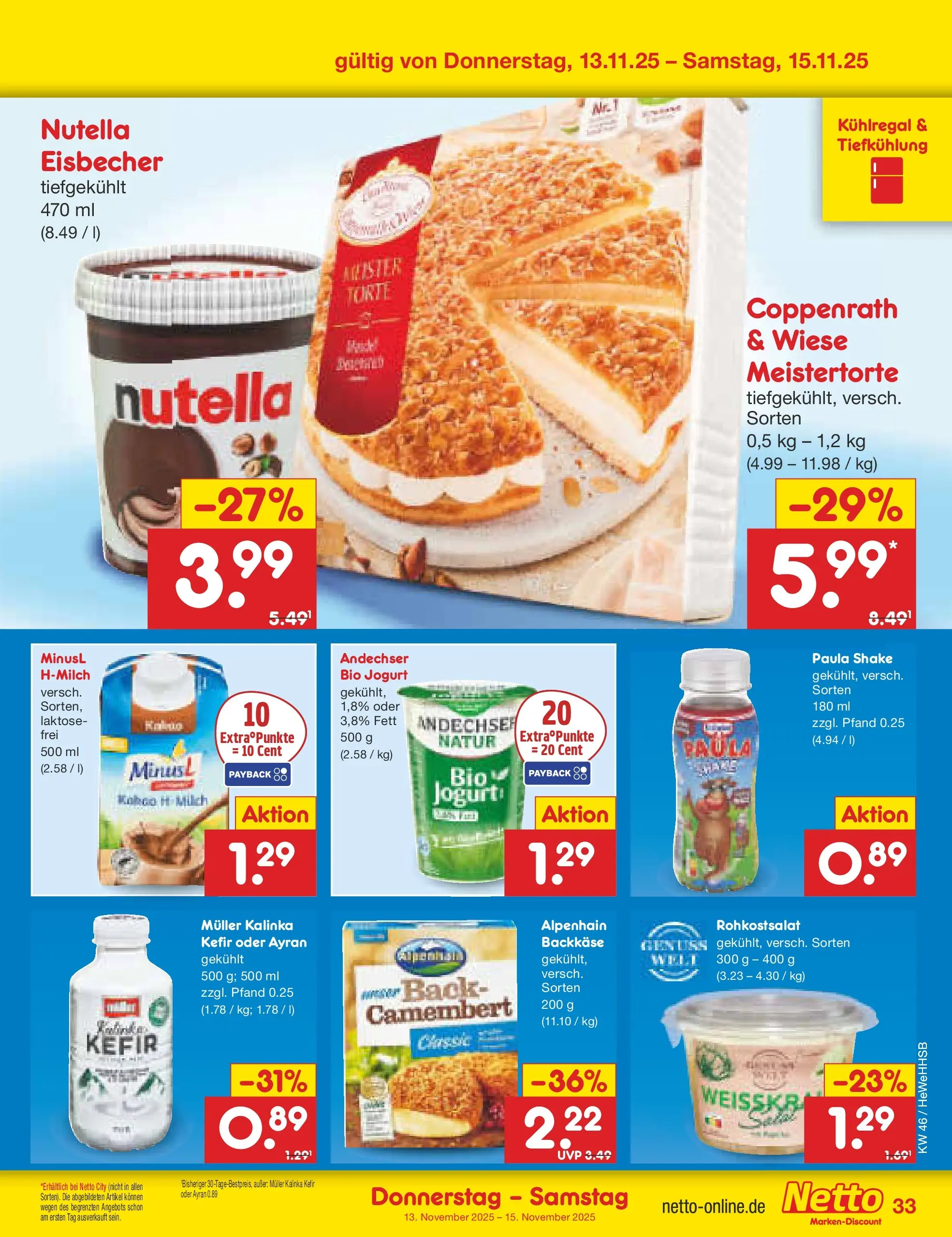 Netto Marken-Discount prospekt Brietlingen	 (ab 10.11.2025) » Angebote | Seite: 41 | Produkte: Kefir, Milch, Nutella