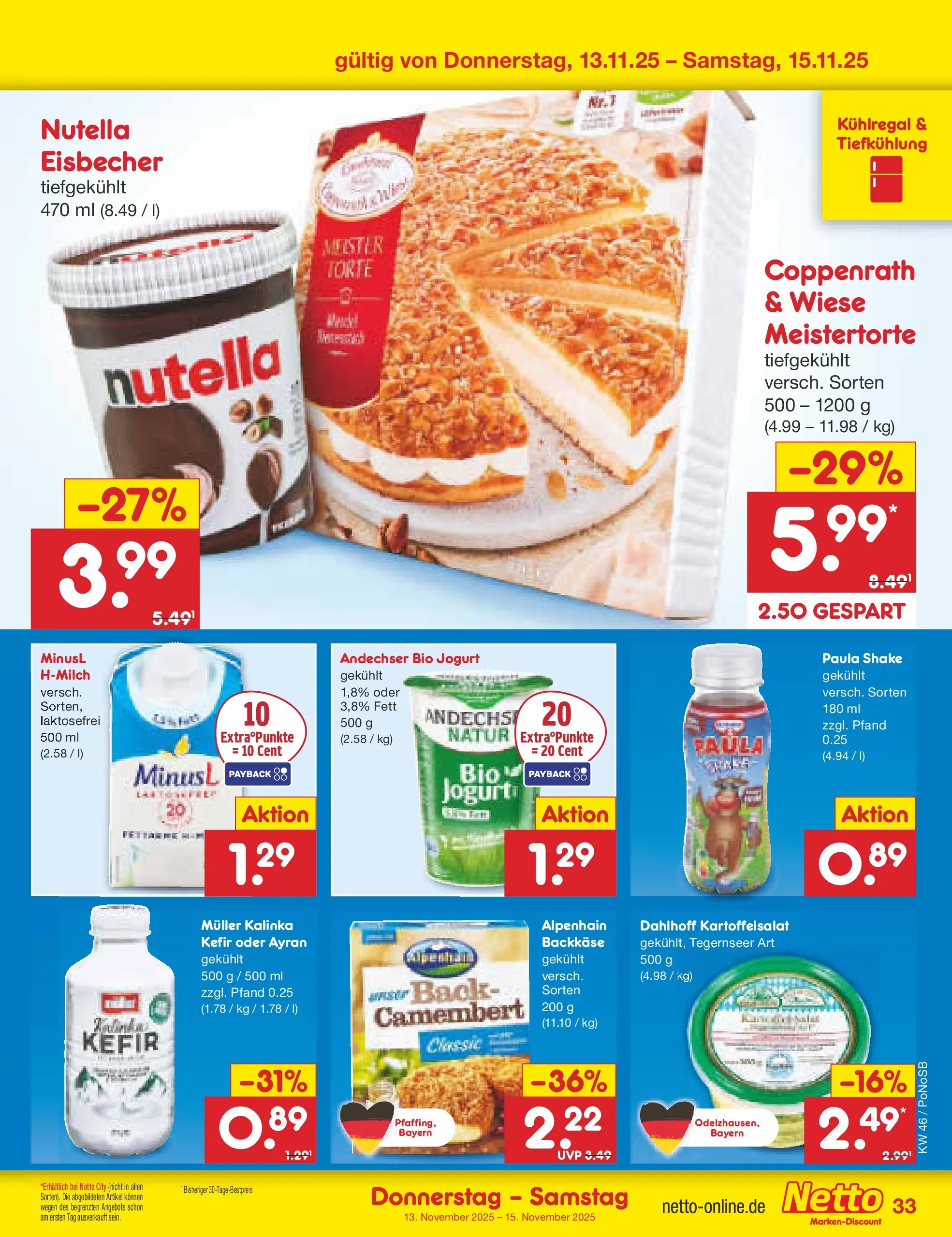 Netto Marken-Discount prospekt Amberg	 (ab 10.11.2025) » Angebote | Seite: 41 | Produkte: Kefir, Nutella