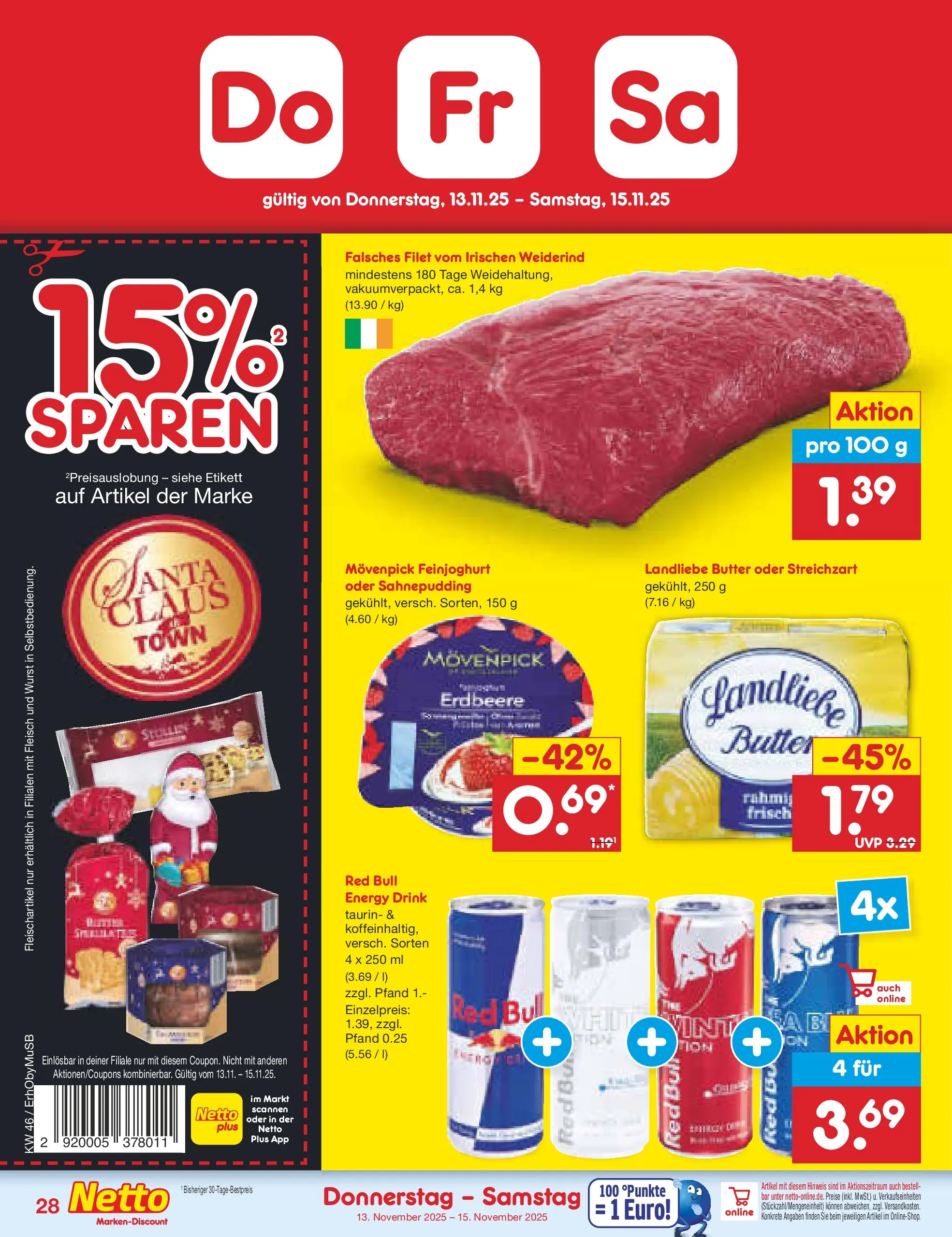 Netto Marken-Discount prospekt Mauern	 (ab 10.11.2025) » Angebote | Seite: 36 | Produkte: Red bull, Energy, Landliebe butter, Wurst