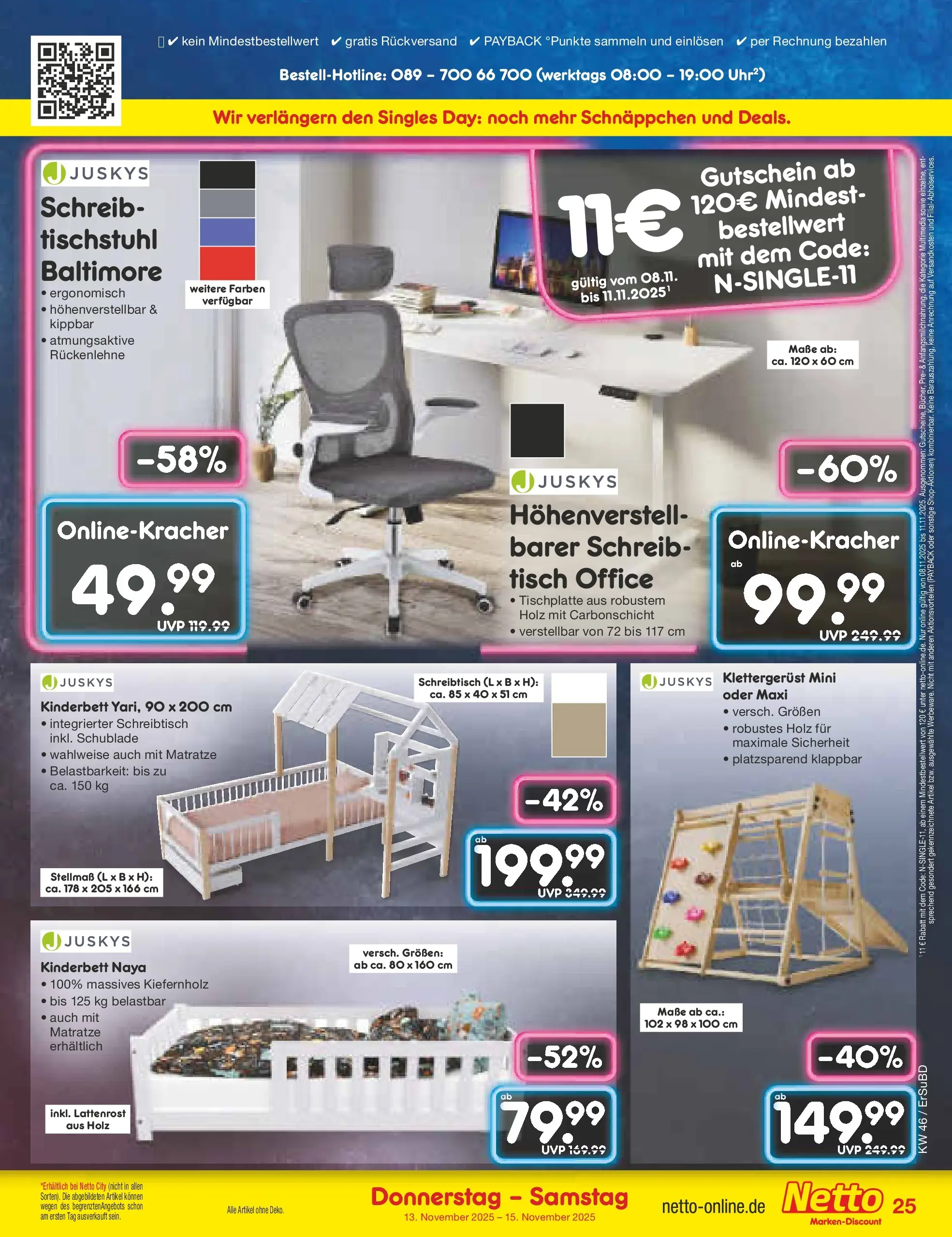 Netto Marken-Discount prospekt Jena-Lobeda	 (ab 10.11.2025) » Angebote | Seite: 31 | Produkte: Matratze, Lattenrost, Tisch