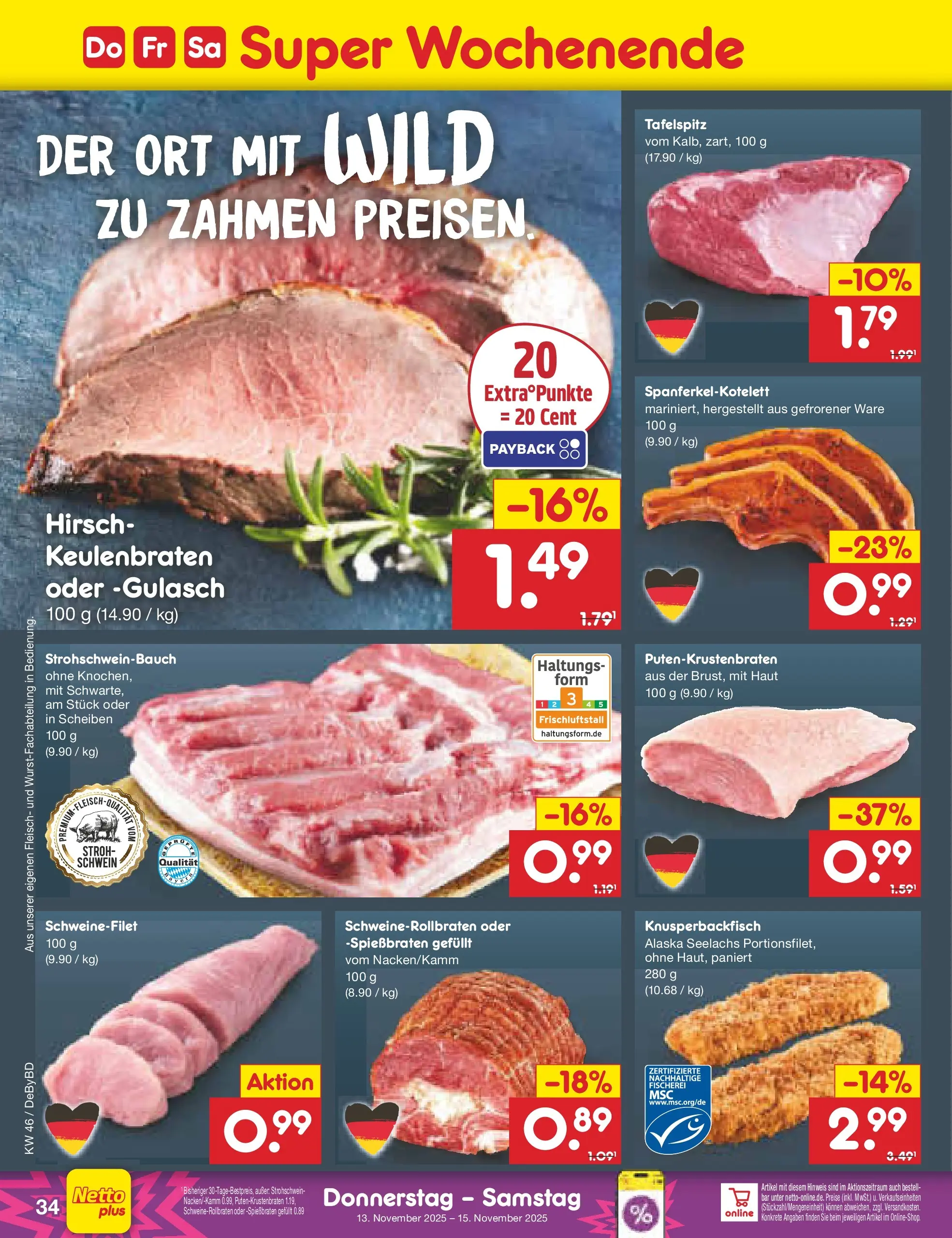 Netto Marken-Discount prospekt Buttenwiesen	 (ab 10.11.2025) » Angebote | Seite: 42 | Produkte: Tafelspitz, Schweinefilet, Gulasch, Fleisch
