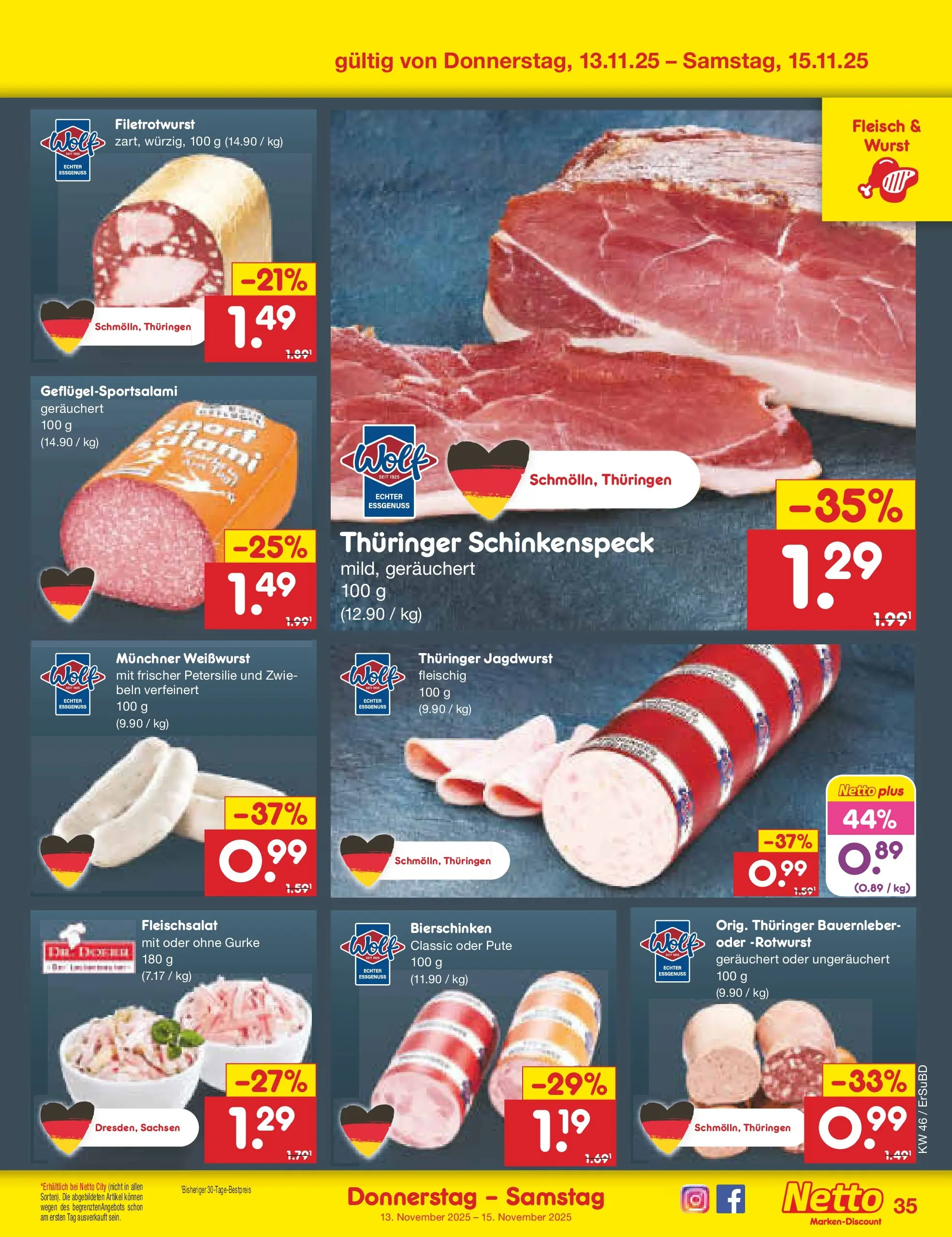 Netto Marken-Discount prospekt Jena-Lobeda	 (ab 10.11.2025) » Angebote | Seite: 43 | Produkte: Weißwurst, Wurst, Petersilie, Fleisch