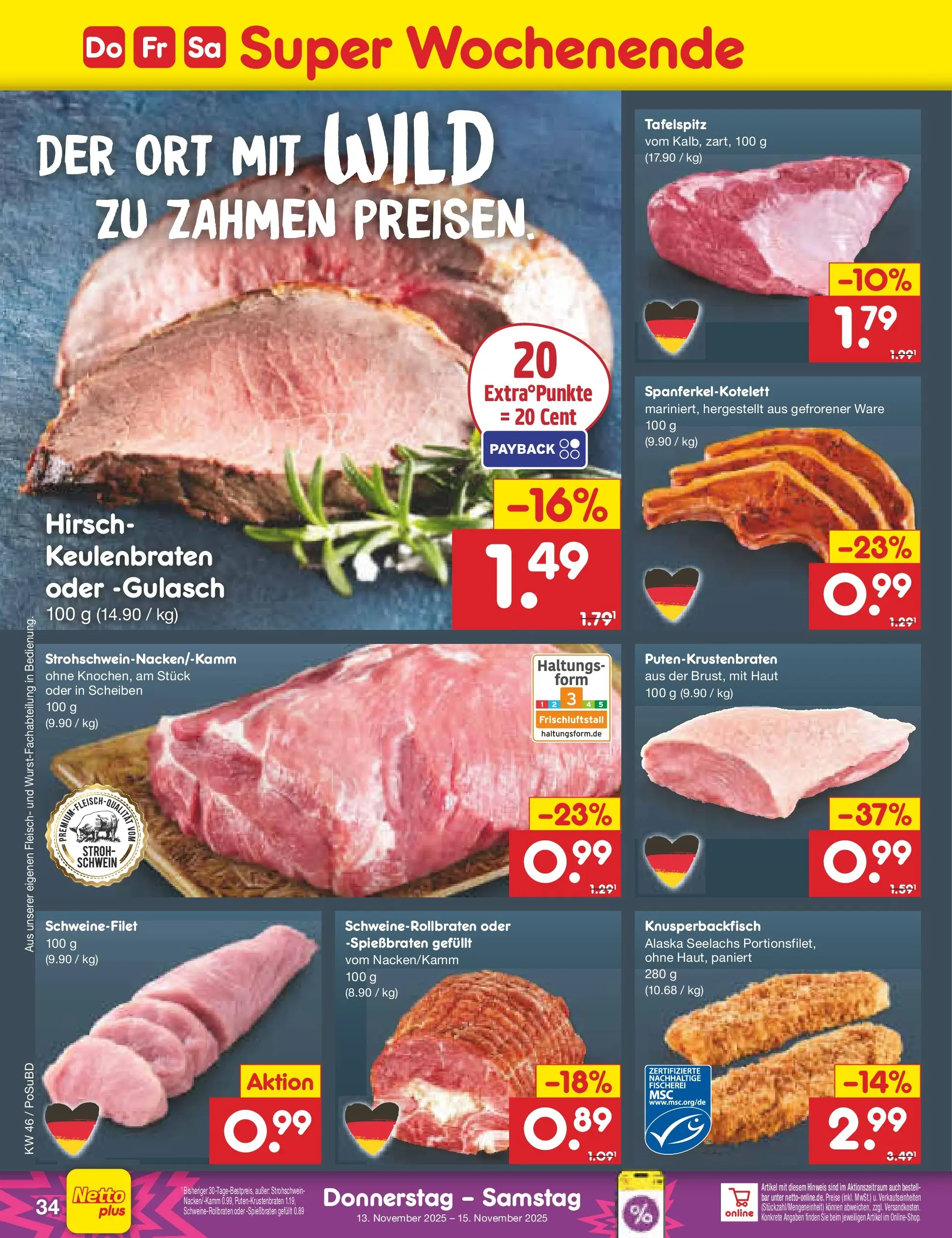 Netto Marken-Discount prospekt Regensburg	 (ab 10.11.2025) » Angebote | Seite: 42 | Produkte: Tafelspitz, Schweinefilet, Gulasch, Fleisch