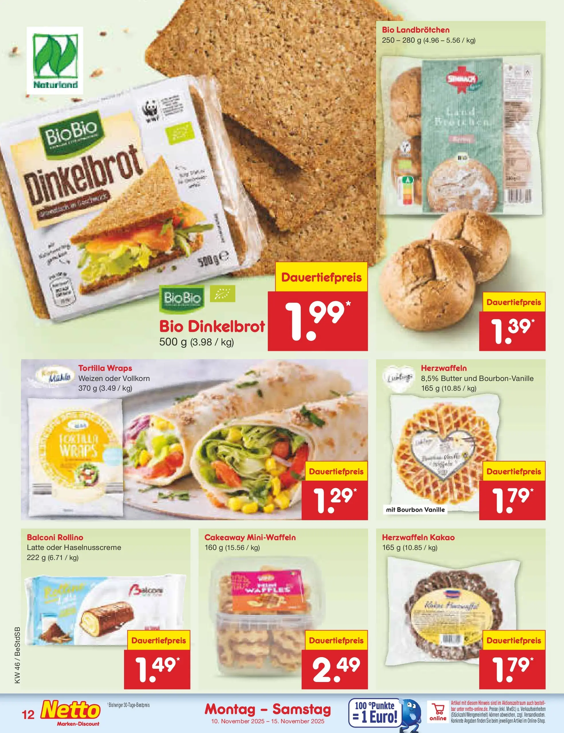 Netto Marken-Discount prospekt Berlin-Spandau	 (ab 10.11.2025) » Angebote | Seite: 12 | Produkte: Butter, Bourbon