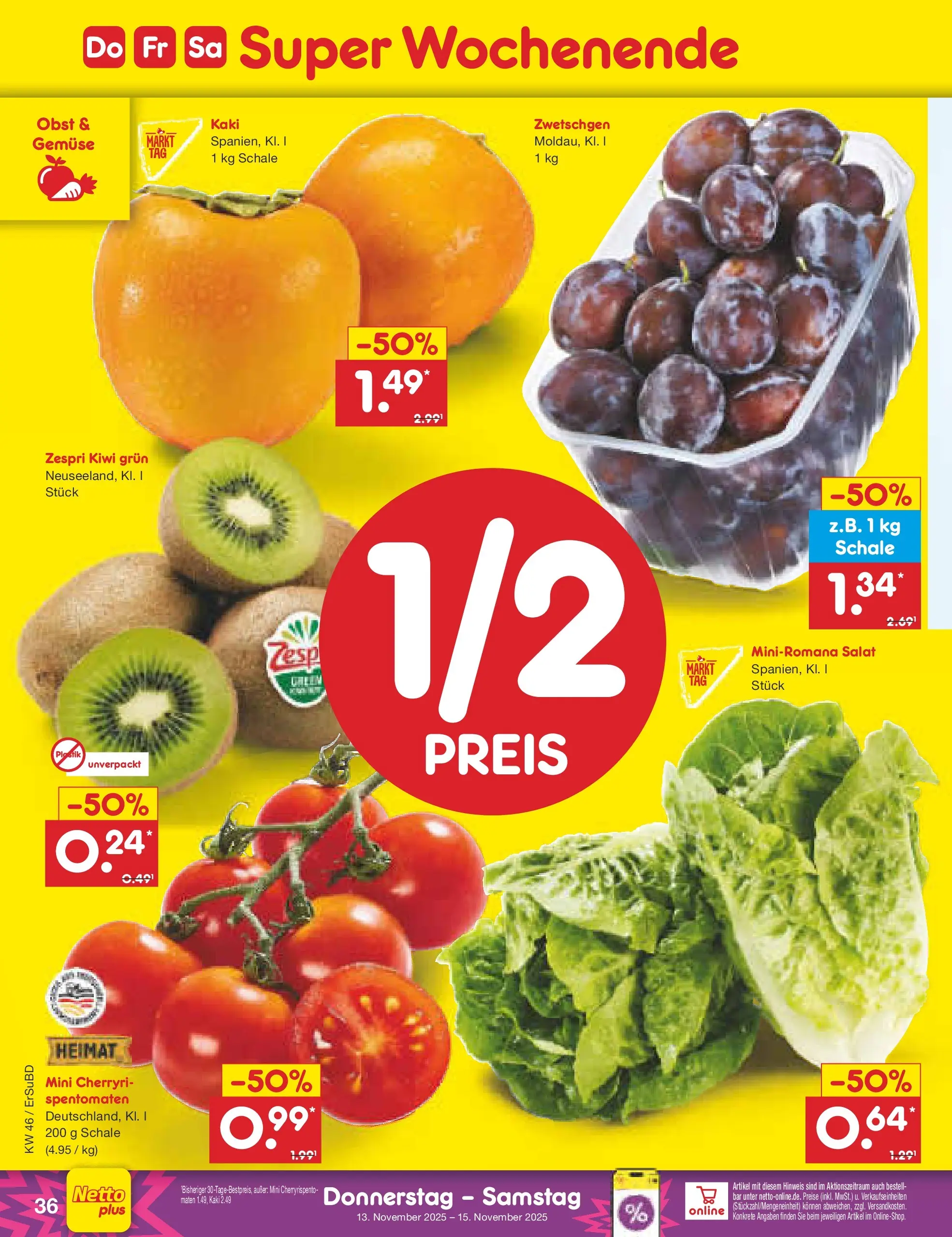 Netto Marken-Discount prospekt Jena-Lobeda	 (ab 10.11.2025) » Angebote | Seite: 44 | Produkte: Gemüse, Obst, Kaki, Salat