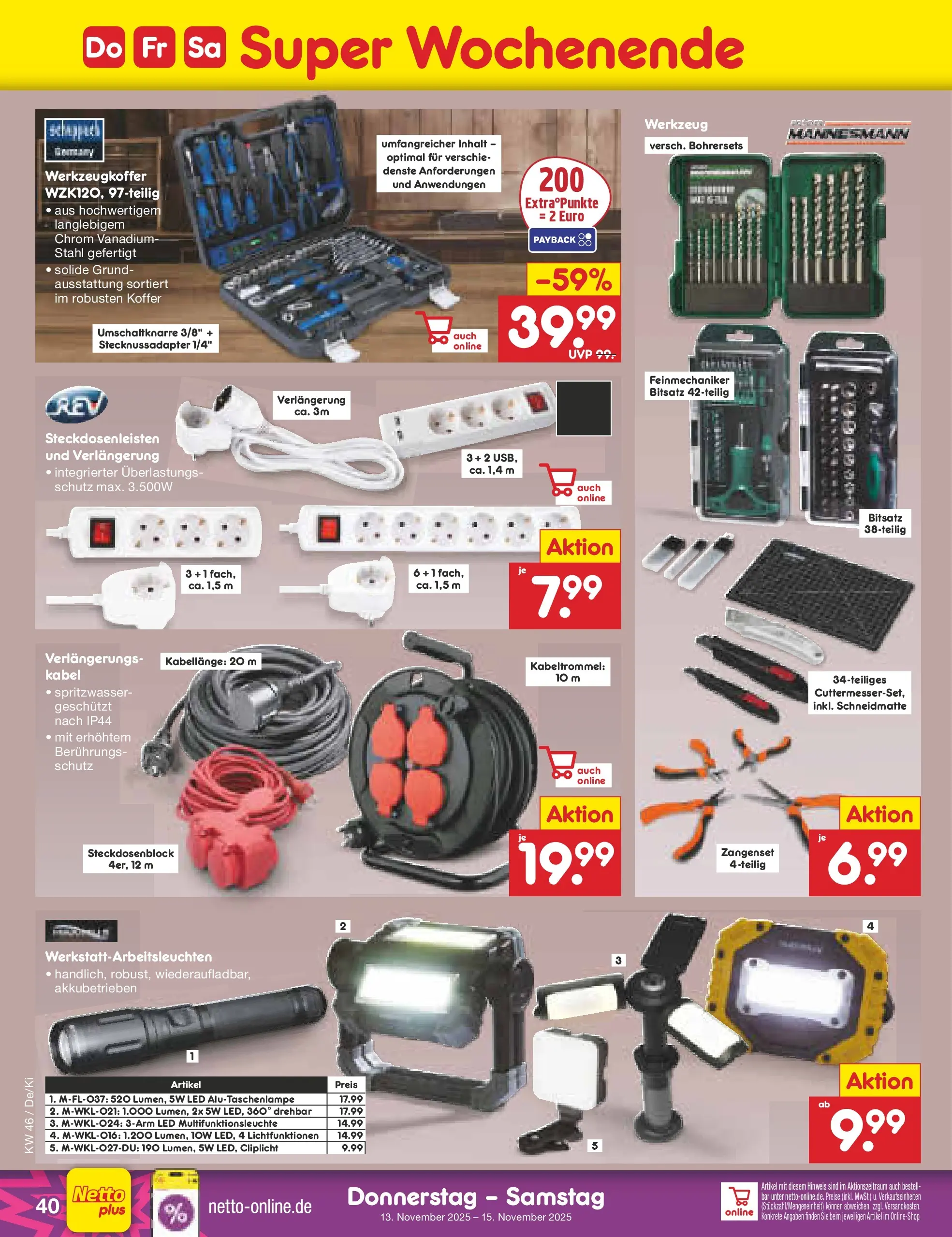Netto Marken-Discount prospekt Buttenwiesen	 (ab 10.11.2025) » Angebote | Seite: 48 | Produkte: Kabel, Koffer